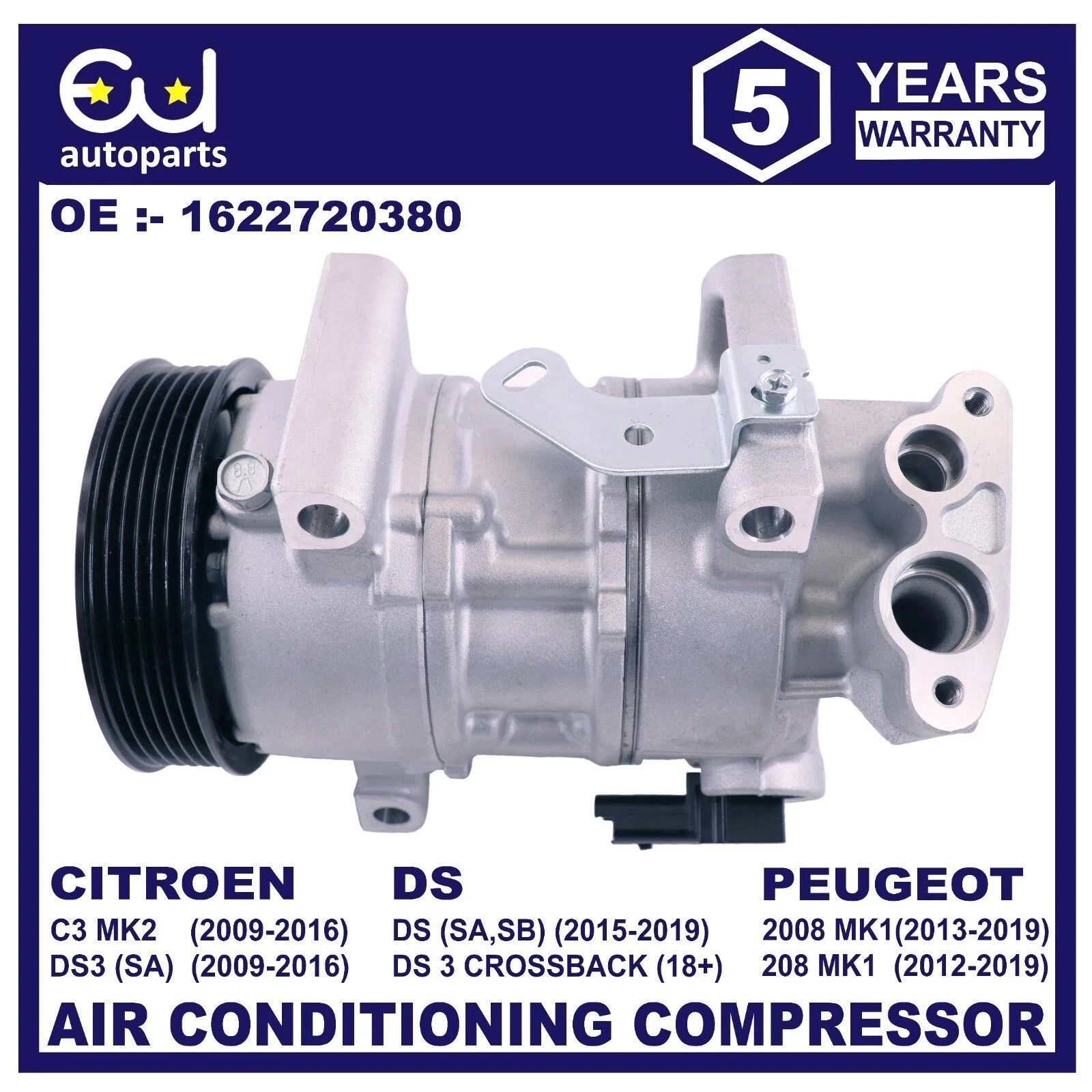 AIR CON CONDITIONING A/C COMPRESSOR PUMP FOR PEUGEOT 208 CU 2008 CA CC 1.0 1.2L