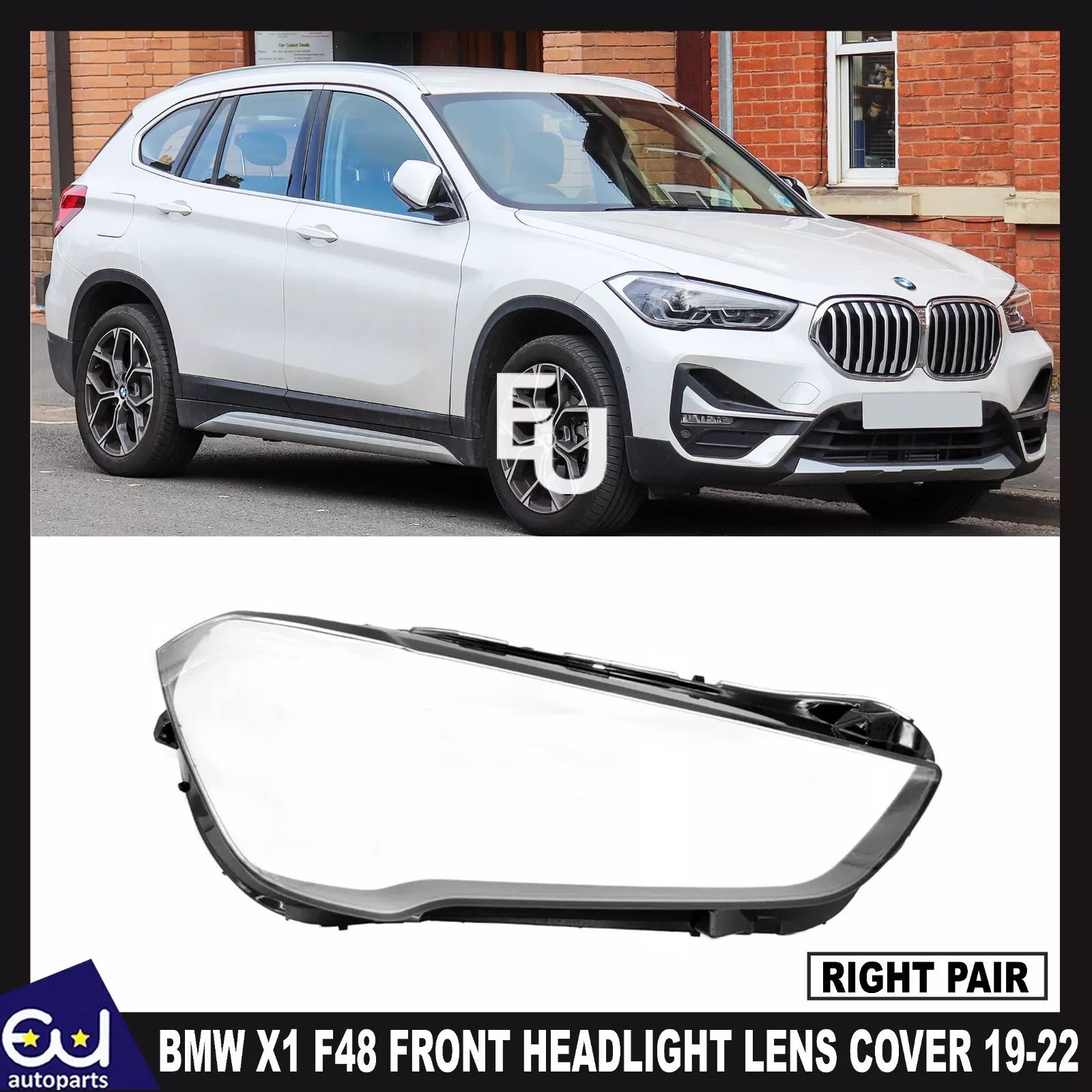 RIGHT SIDE FRONT HEADLIGHT LENS COVER REPLACEMENT FOR BMW X1 F48 2019-2022
