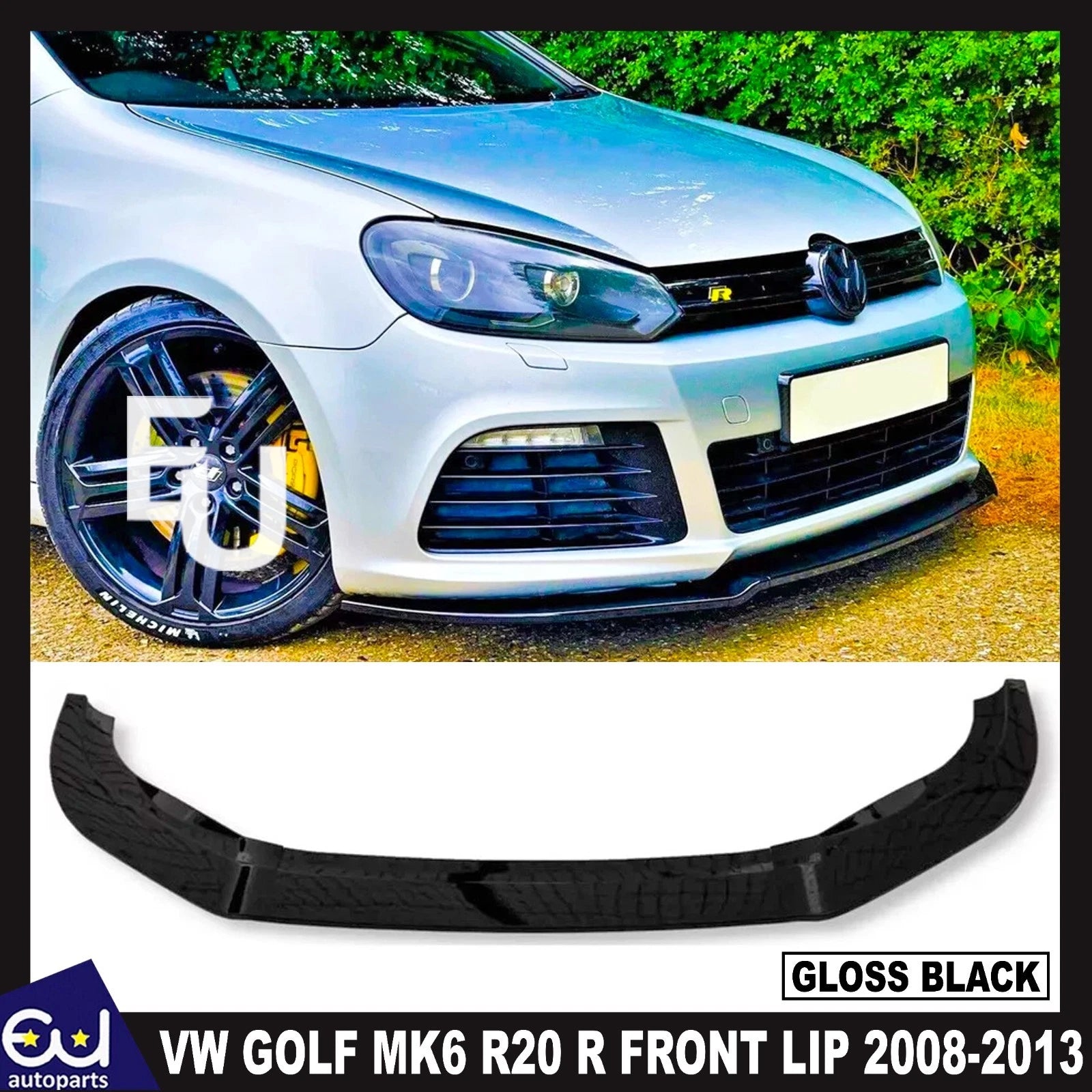 FOR VW GOLF MK6 R20 R FRONT SPLITTER SPOILER LIP BODY KIT BUMPER GLOSS BLK 08-13