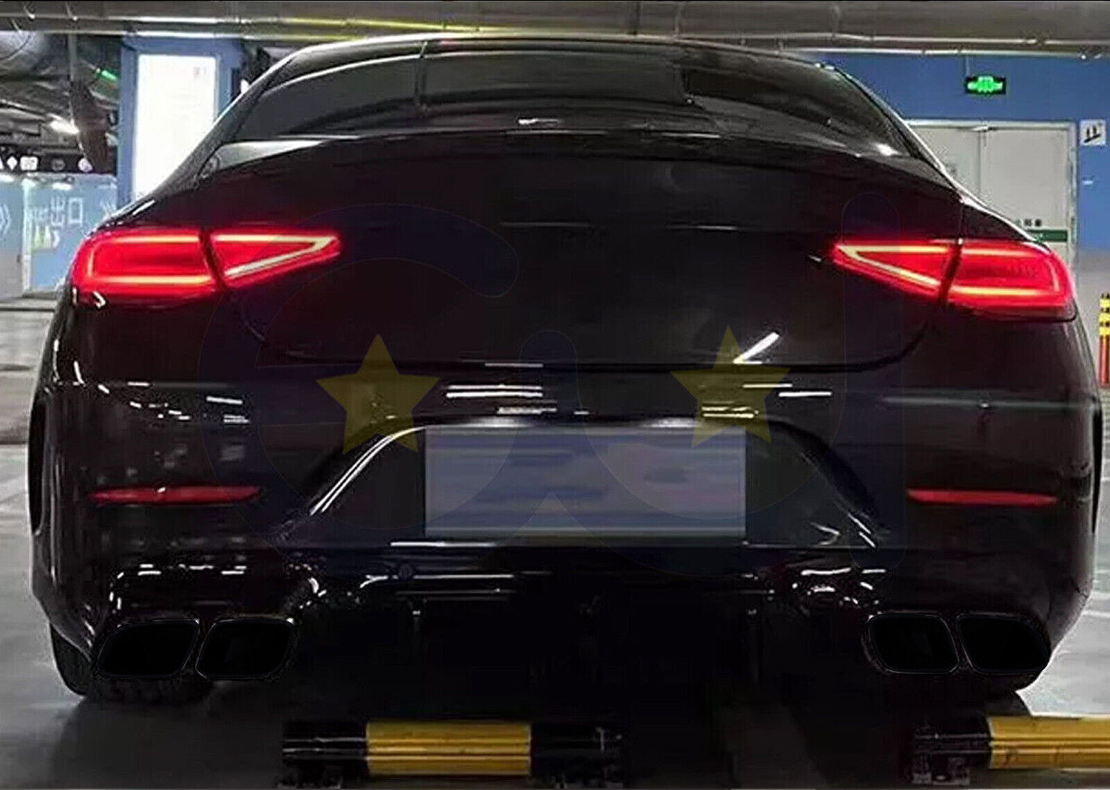 FOR MERCEDES CLS C257 AMG 63 STYLE REAR DIFFUSER & TAILPIPES GLOSS BLACK 2018+