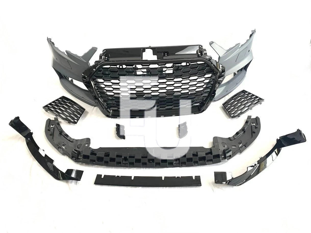 RS3 STYLE FRONT BUMPER CONVERSION KIT FOR AUDI A3 S3 8V 2016–2020 FACELIFT SEDAN
