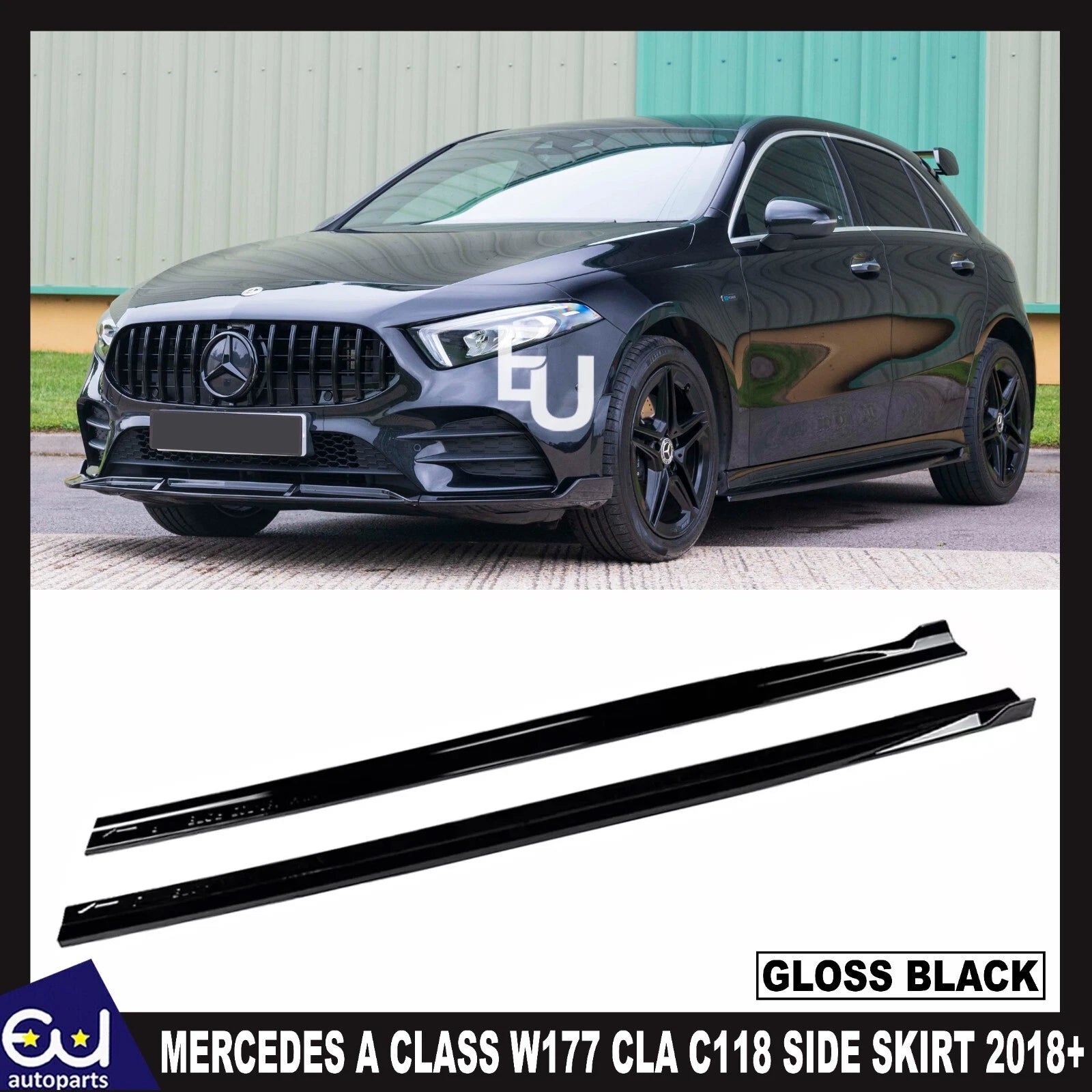 FOR MERCEDES A CLASS W177 CLA C118 SIDE SKIRT AMG LINE EXTENSION BLADE GLOSS 18+