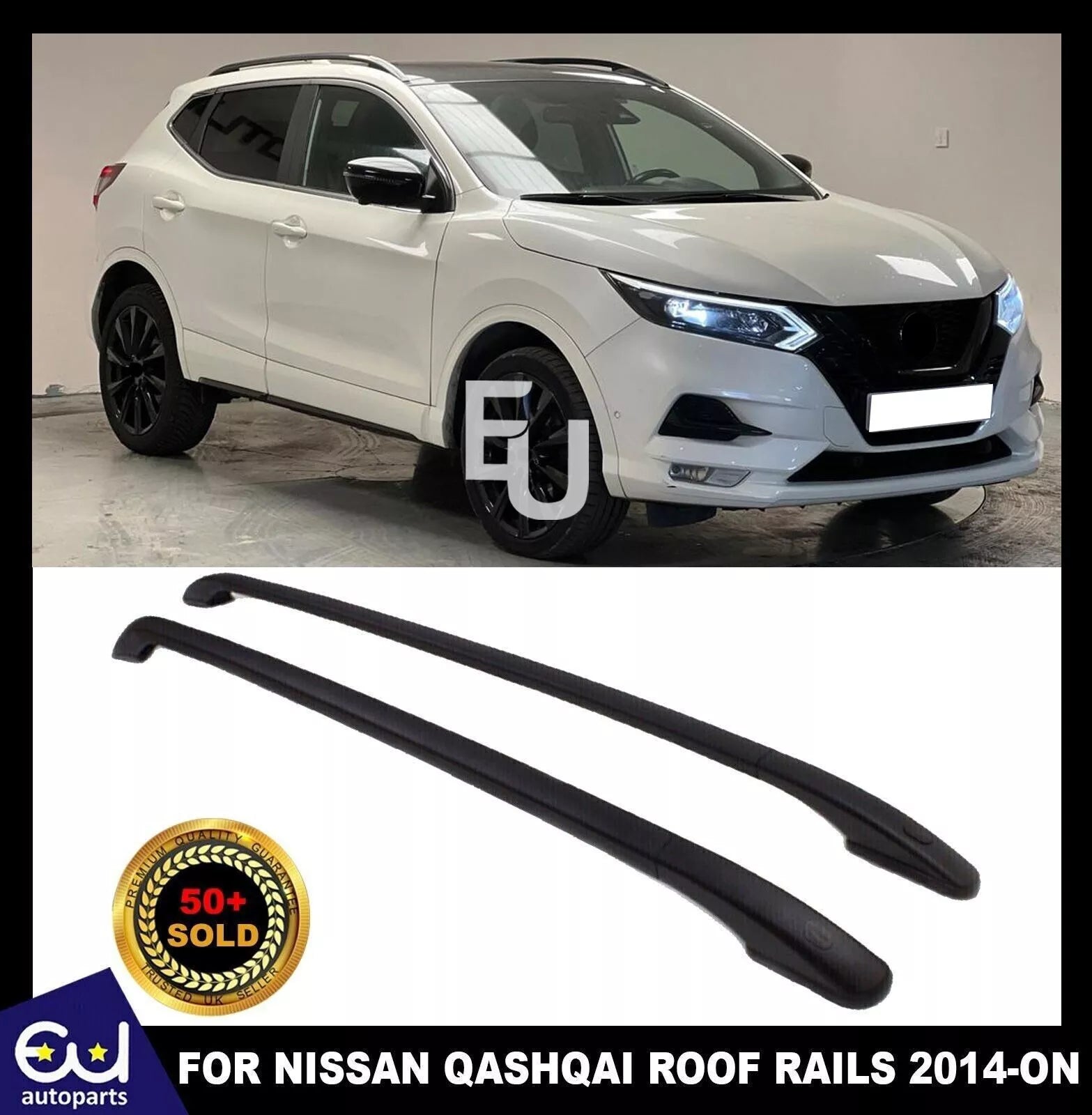 FOR NISSAN QASHQAI MK2 J11 ROOF RAILS RACK BARS ALUMINIUM BLACK LUGGAGE CARRIER