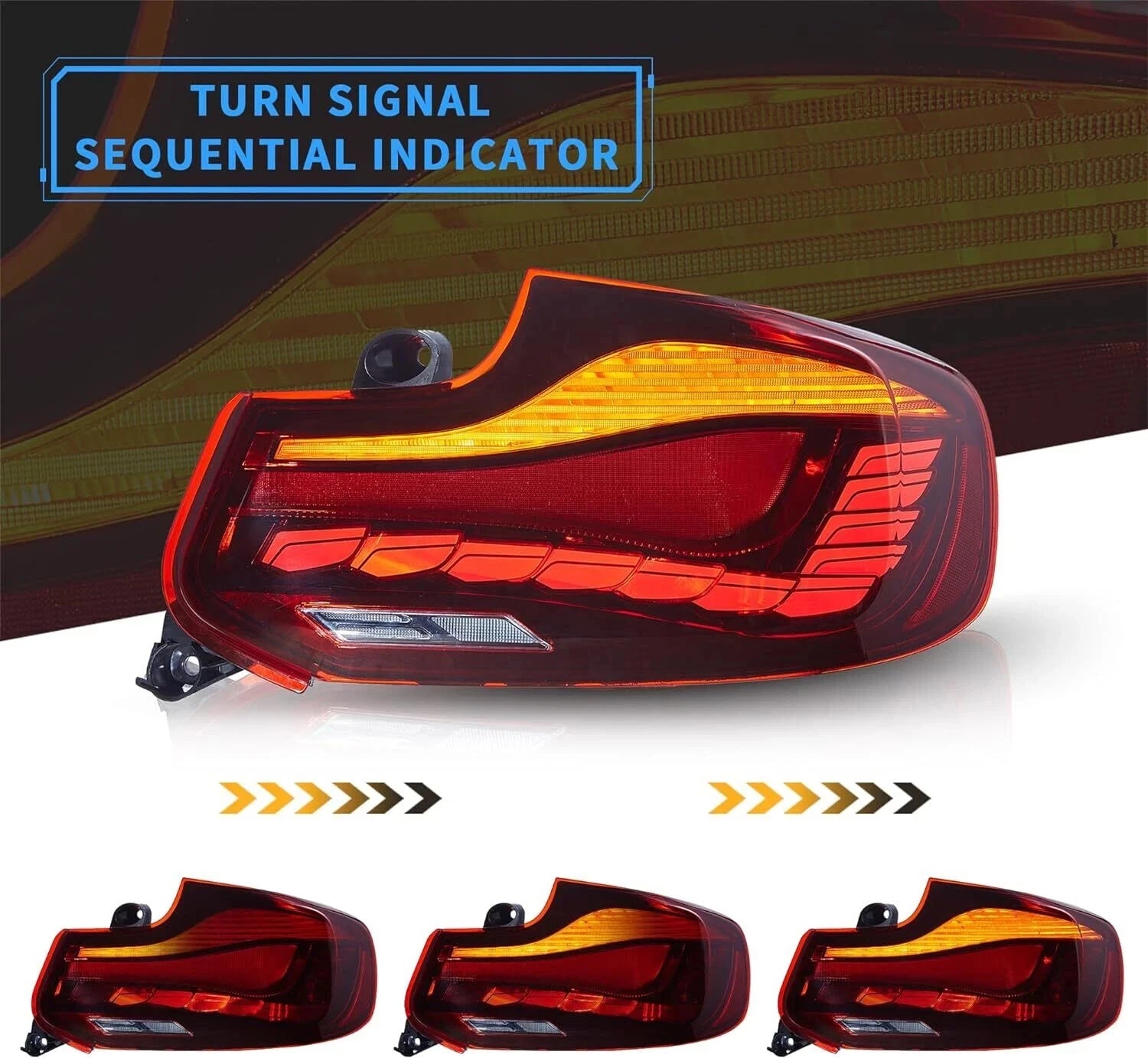 PAIR RED OLED TAIL LIGHTS LAMP FOR BMW 2 SERIES F22 F23 M2 W/ANIMATION 2014-2020