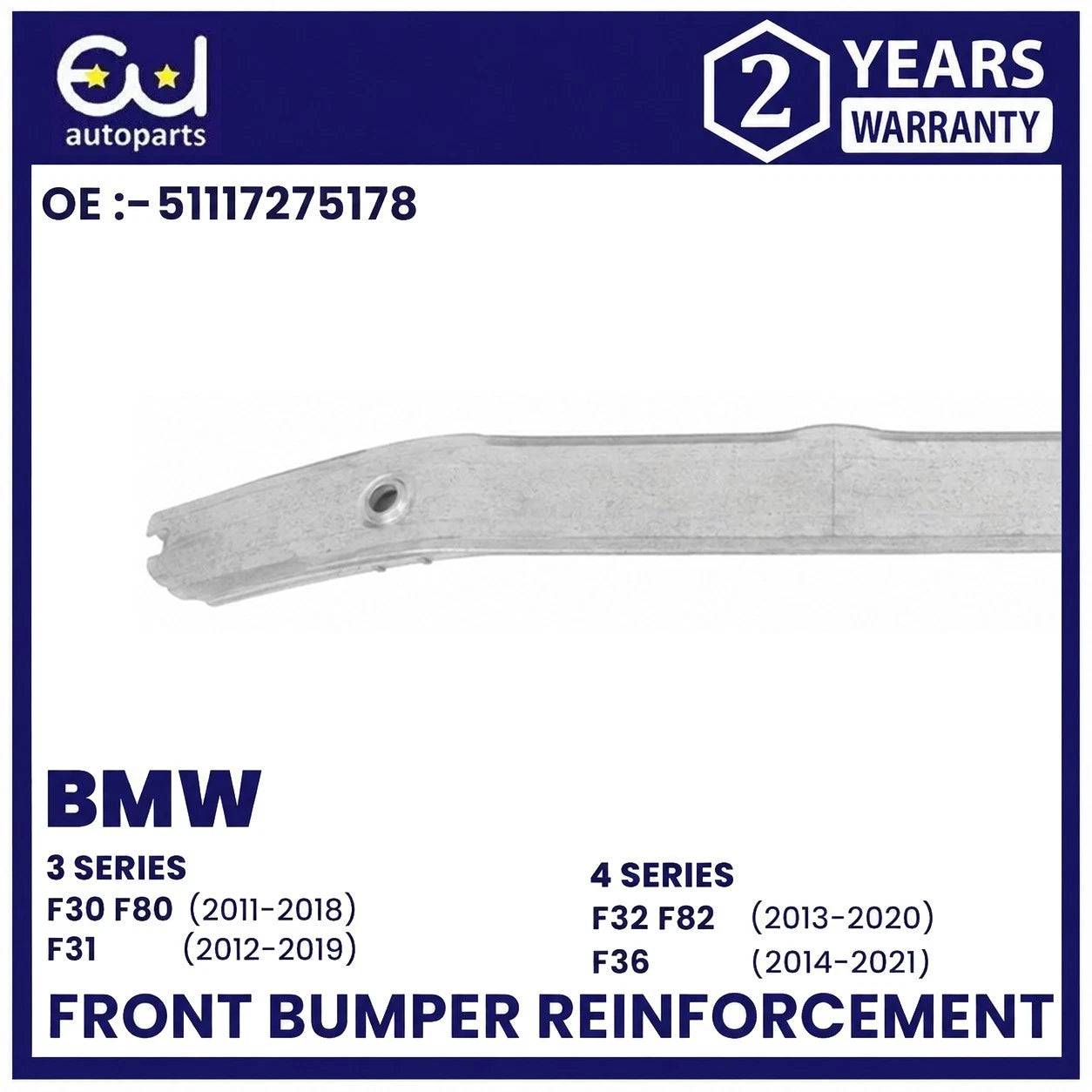 FRONT BUMPER REINFORCEMENT CRASH BAR FOR BMW 3/4 SERIES F30 F31 F80 F32 11-2021