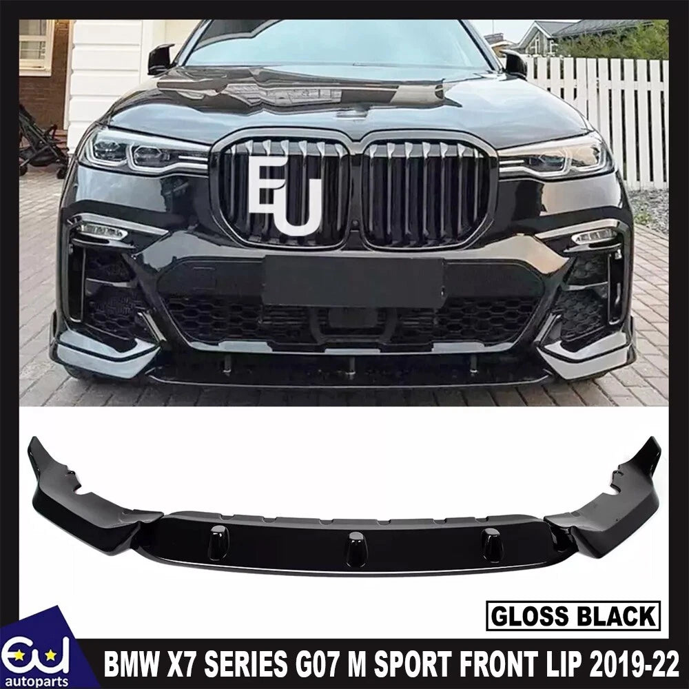 FOR BMW X7 SERIES G07 M SPORT GLOSS BLACK FRONT LIP SPOILER SPLITTER 2019-2022