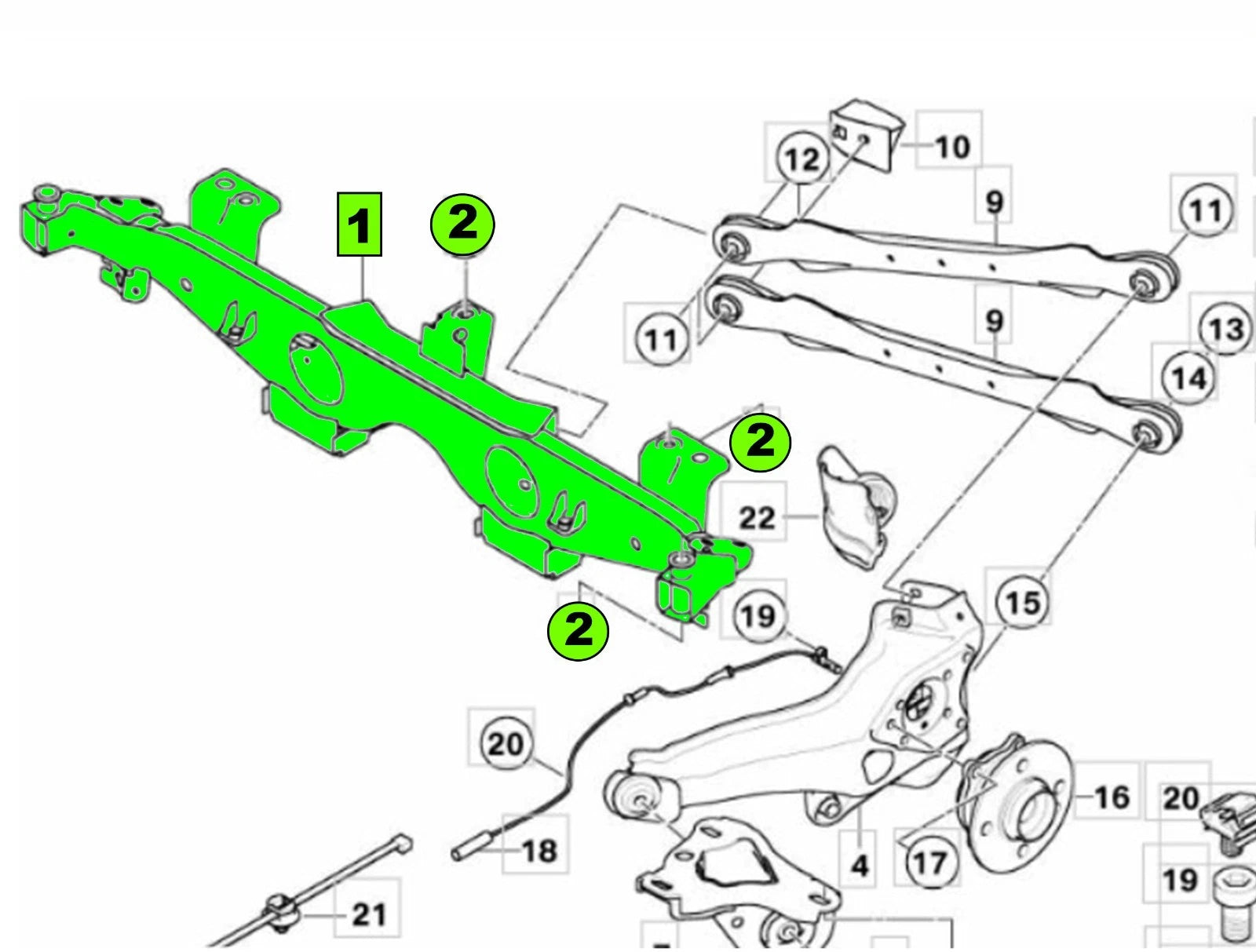 REAR AXLE SUBFRAME CROSSMEMBER SUPPORT CARRIER FOR MINI COOPER R50 R53 01-06