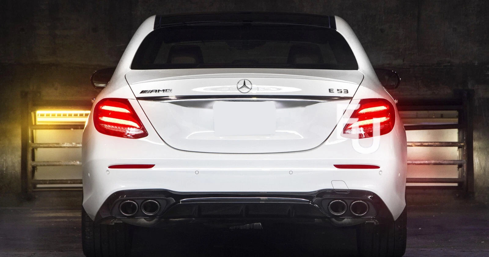 FOR MERCEDES E CLASS W213 E53 LOOK AMG REAR BUMPER DIFFUSER W/ TAILPIPES BLACK