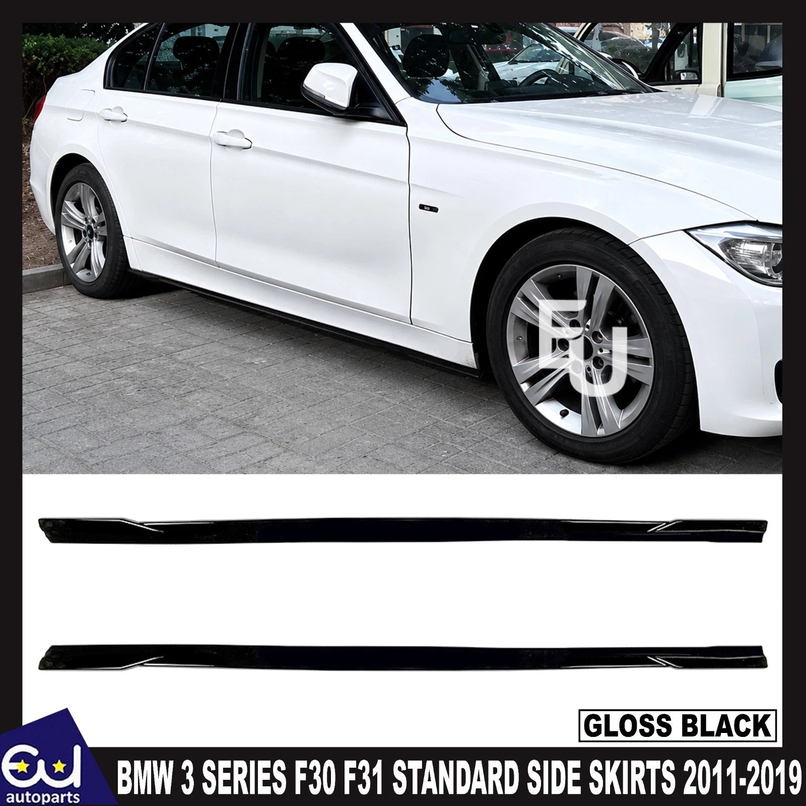 FOR BMW 3 SERIES F30 F31 STANDARD SIDE SKIRTS EXTENSION BLADE GLOSS BLACK 11-19