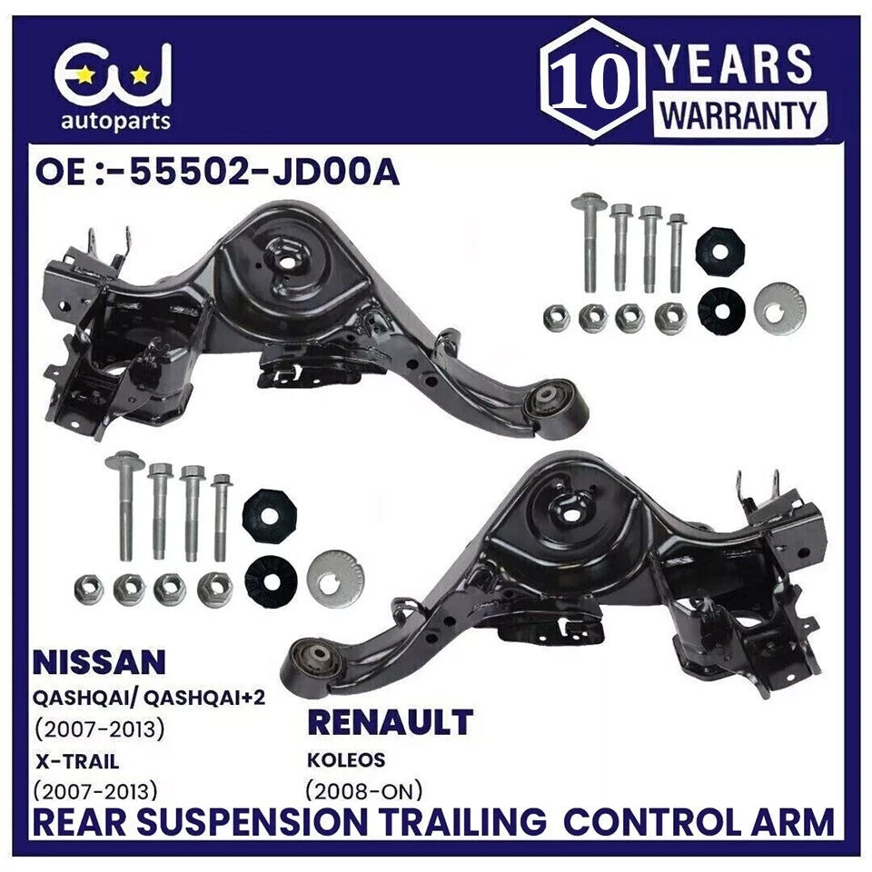 REAR LOWER PAIR SUSPENSION CONTROL TRAILING ARM FOR NISSAN QASHQAI+FITTING KITS