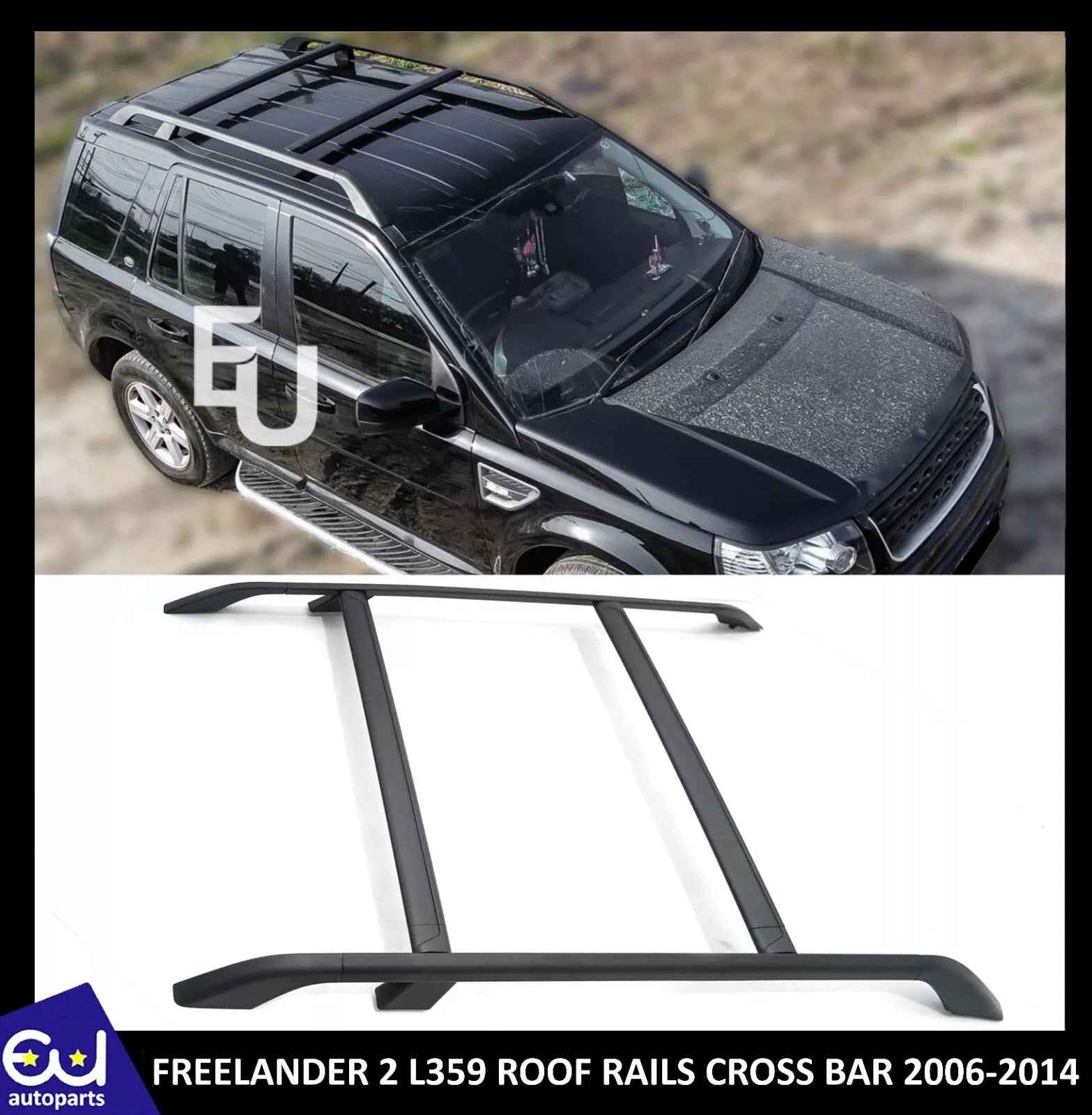 FOR LAND ROVER FREELANDER 2 L359 ROOF RAILS CROSS BAR RACK BLACK 4 PCS 2006 2014