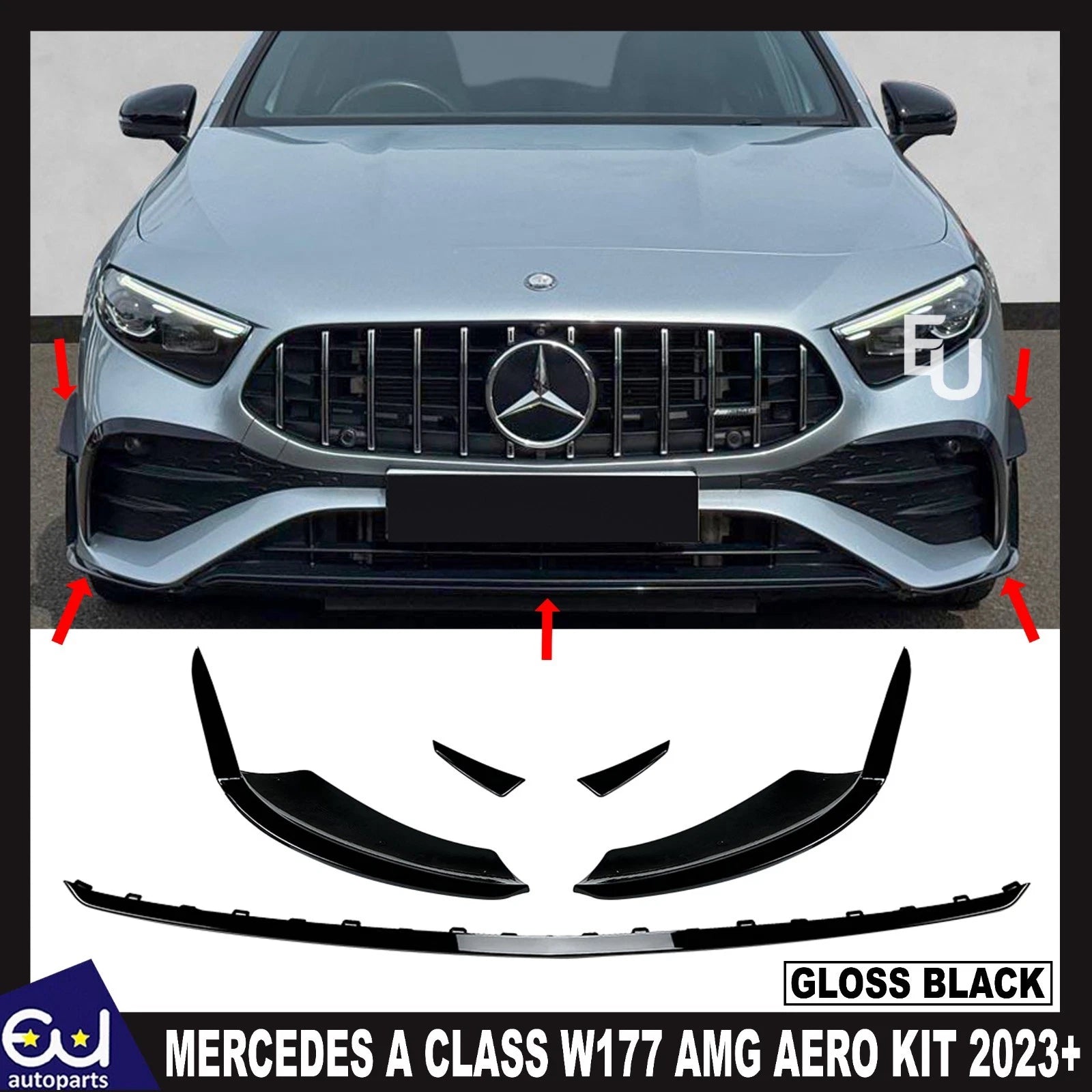 FOR MERCEDES A CLASS W177 HATCHBACK V177 AMG LCI FRONT SPLITTER LIP CANARD 2023+