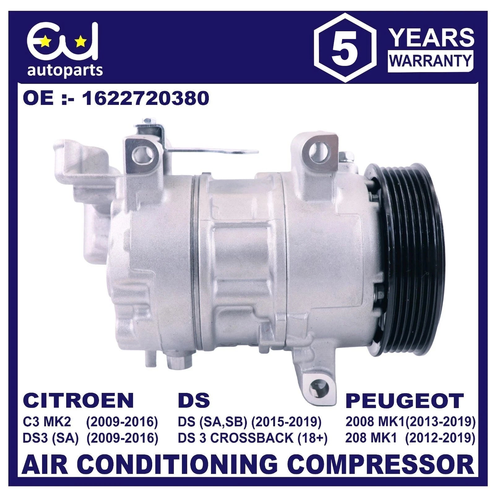 AIR CON CONDITIONING A/C COMPRESSOR PUMP FOR PEUGEOT 208 CU 2008 CA CC 1.0 1.2L