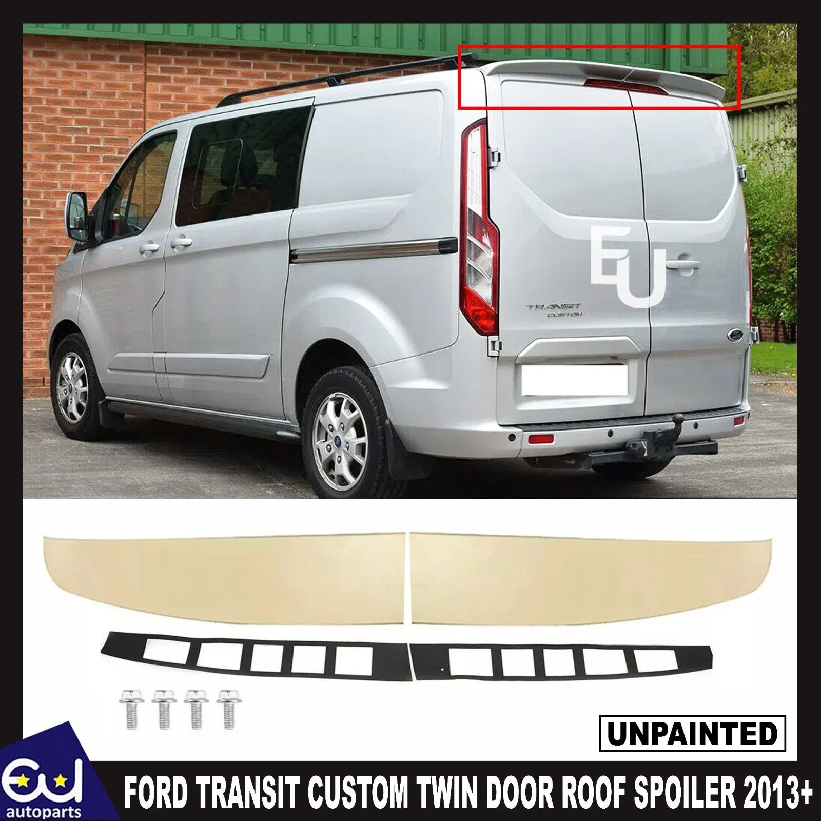 FOR FORD TRANSIT CUSTOM TWIN BARN DOOR REAR ROOF TAILGATE SPOILER FIT STYLE 12+