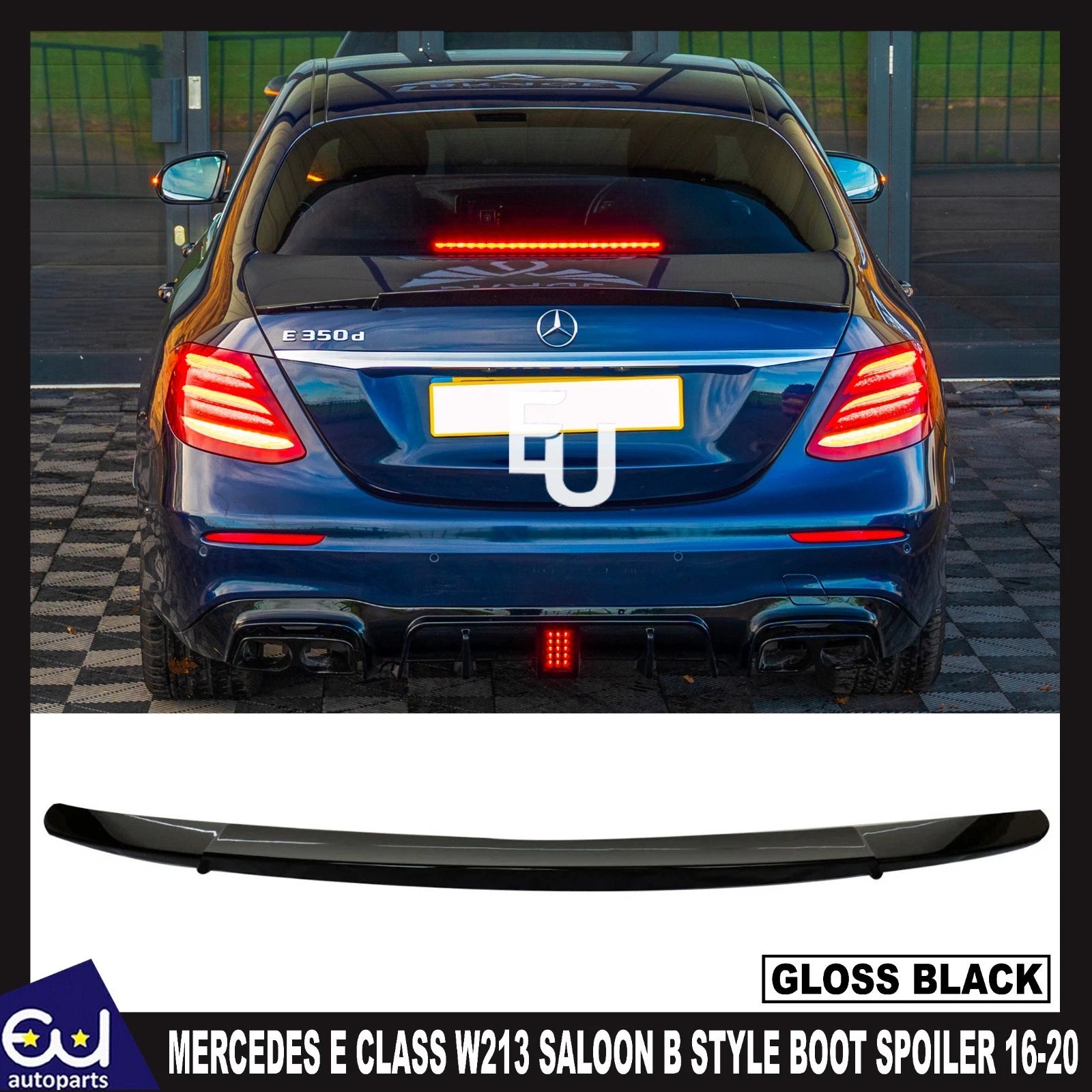 REAR BOOT SPOILER B STYLE FOR MERCEDES E CLASS W213 SALOON 2016-2020 BLACK