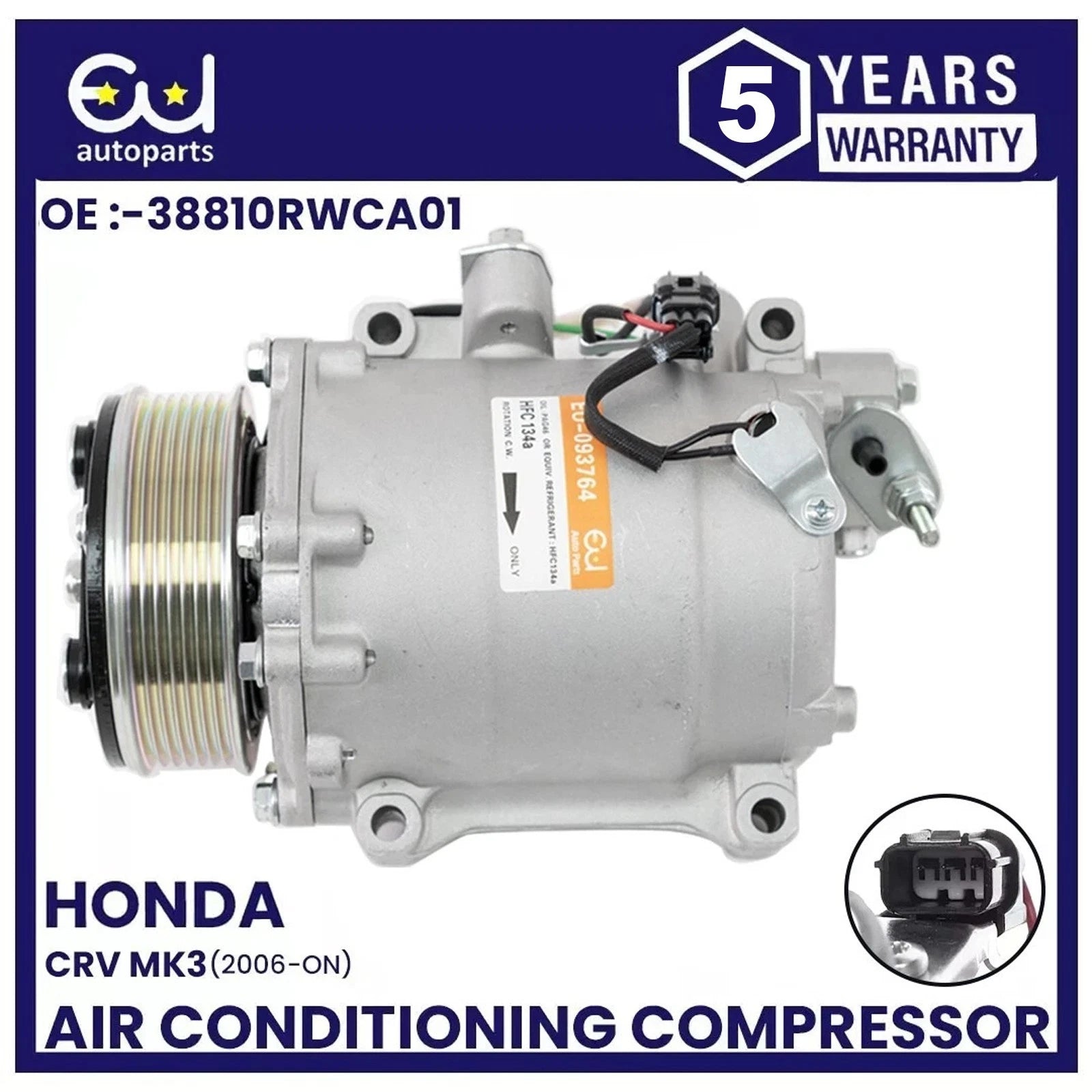 AIR CONDITIONING AC COMPRESSOR FOR HONDA CR-V CRV MK3 2.4L 38810RWCA01 2006+