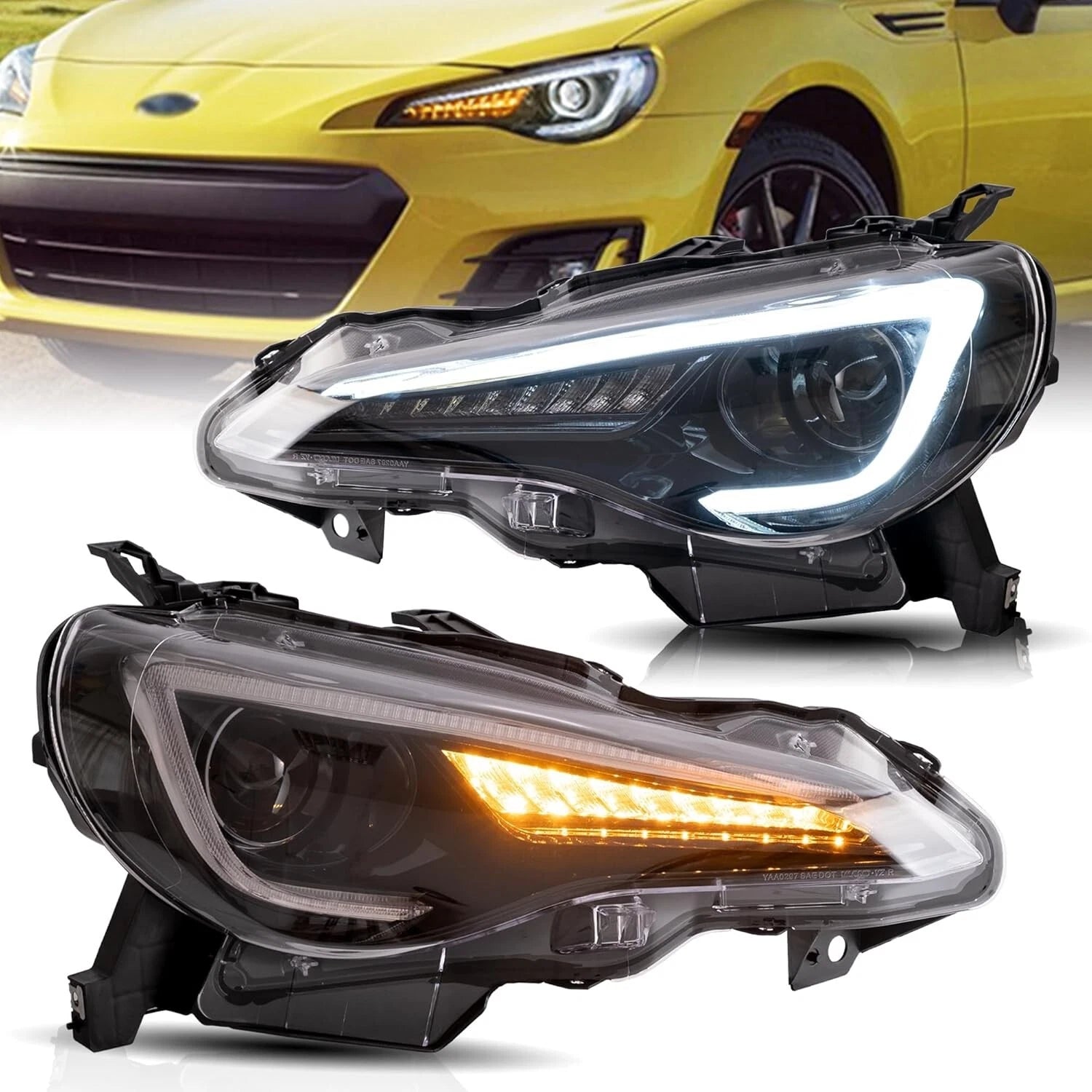 VLAND HEAD LIGHTS LAMP FOR TOYOTA GT86 SUBARU BRZ LED SEQUENTIAL INDICATOR RHD