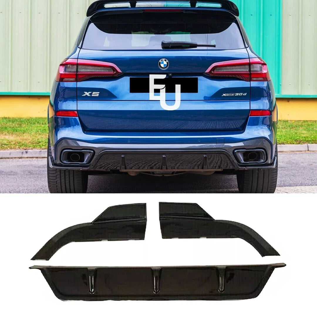 FOR BMW X5 G05 M SPORT GLOSS BLACK REAR BUMPER DIFFUSER SPOILER EXTENSION 2018+