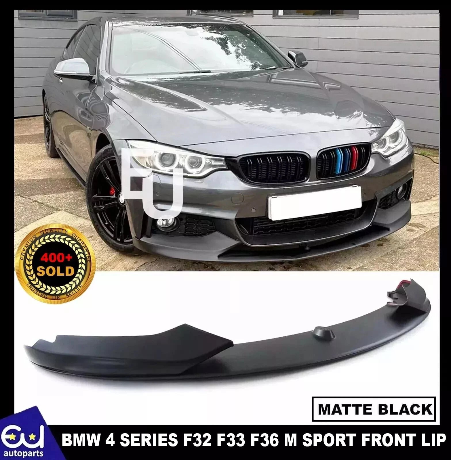 M SPORT FRONT BUMPER SPLITTER LIP FOR BMW 4 SERIES F32 F33 F36 MATTE BLACK 13-20