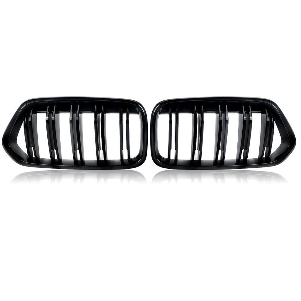 FOR BMW X2 SERIES F39 DOUBLE FRONT KIDNEY GRILLE GRILL GLOSS BLACK 2017-23