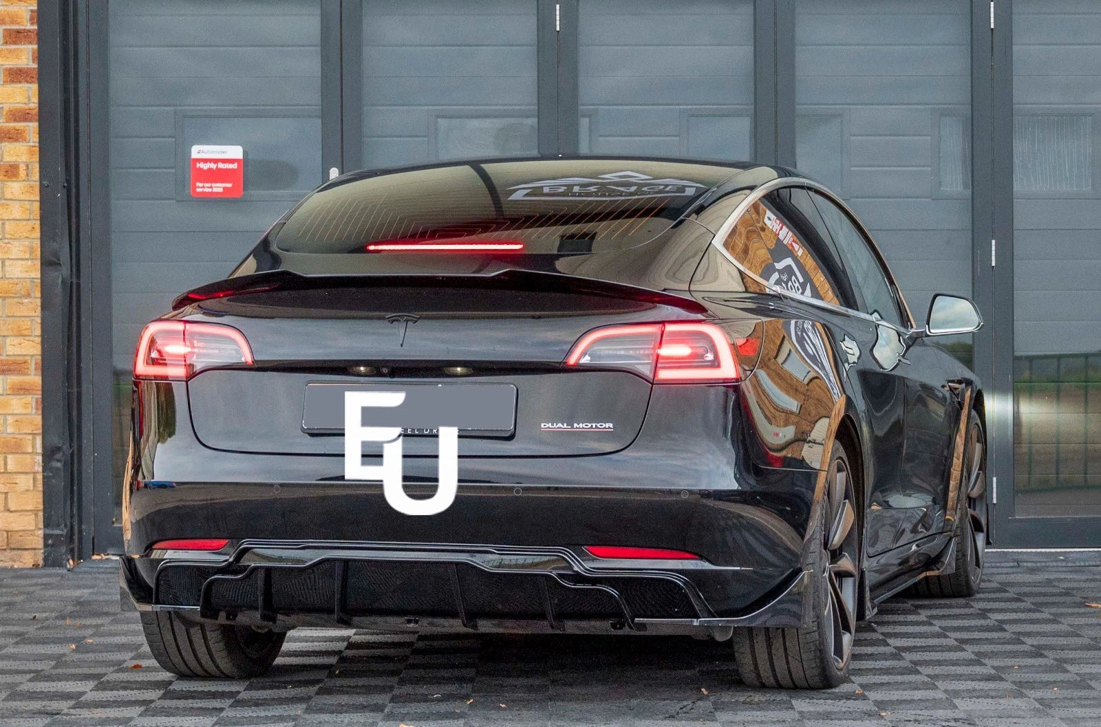 FOR TESLA MODEL 3 REAR BUMPER DIFFUSER LIP SPLITTER GLOSS BLACK 2017-2023