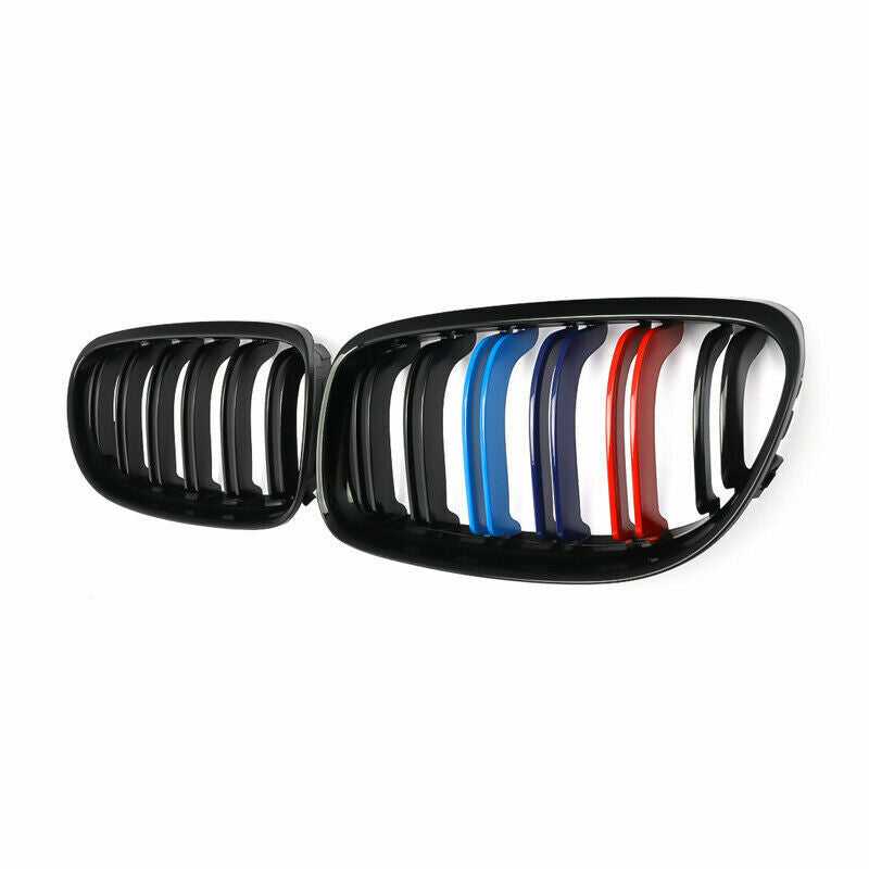 M COLOR BLACK TWIN BAR KIDNEY GRILLE GRILL FOR BMW 3 SERIES E90 E91 LCI 08-2011