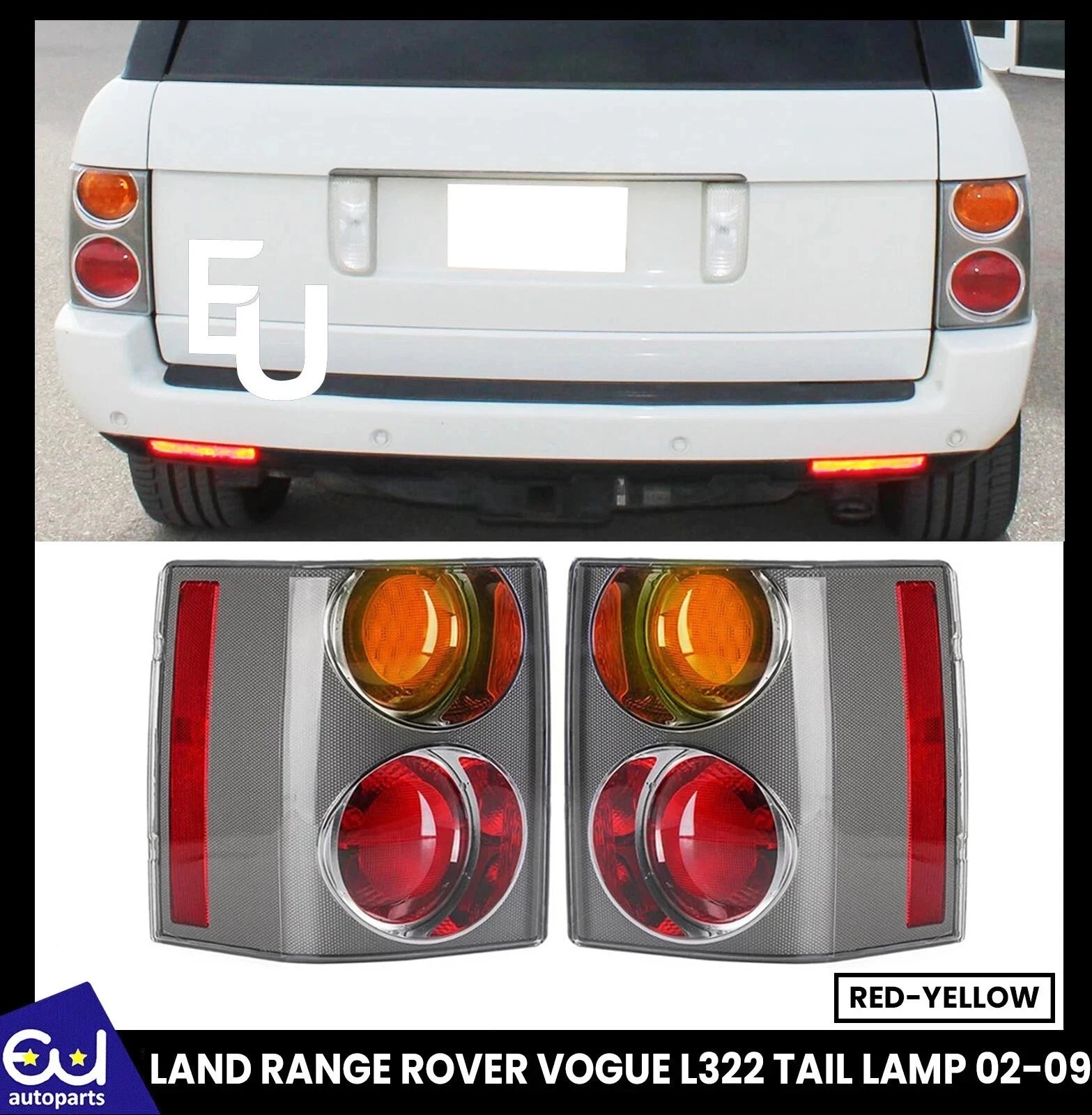 PAIR REAR TAIL LIGHT BRAKE LAMP FOR RANGE ROVER VOGUE L322 2002-2009 AMBER/RED