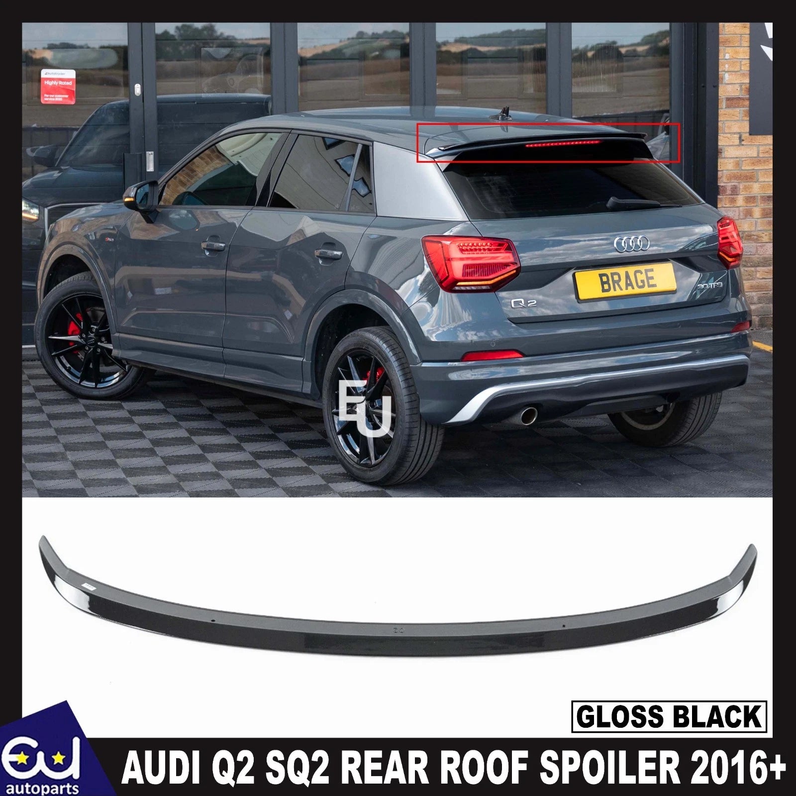 FOR AUDI Q2 SQ2 SPOILER LIP GLOSS BLACK REAR ROOF BOOT WING SUV 4X4 2016+