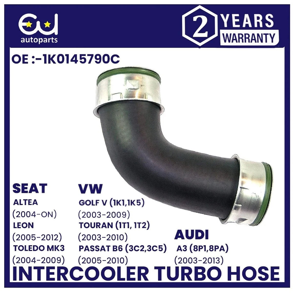 VW AUDI SEAT TURBO BOOST INTERCOOLER HOSE PIPE 1K0145790C 2.0 TDi A3 GOLF PASSAT