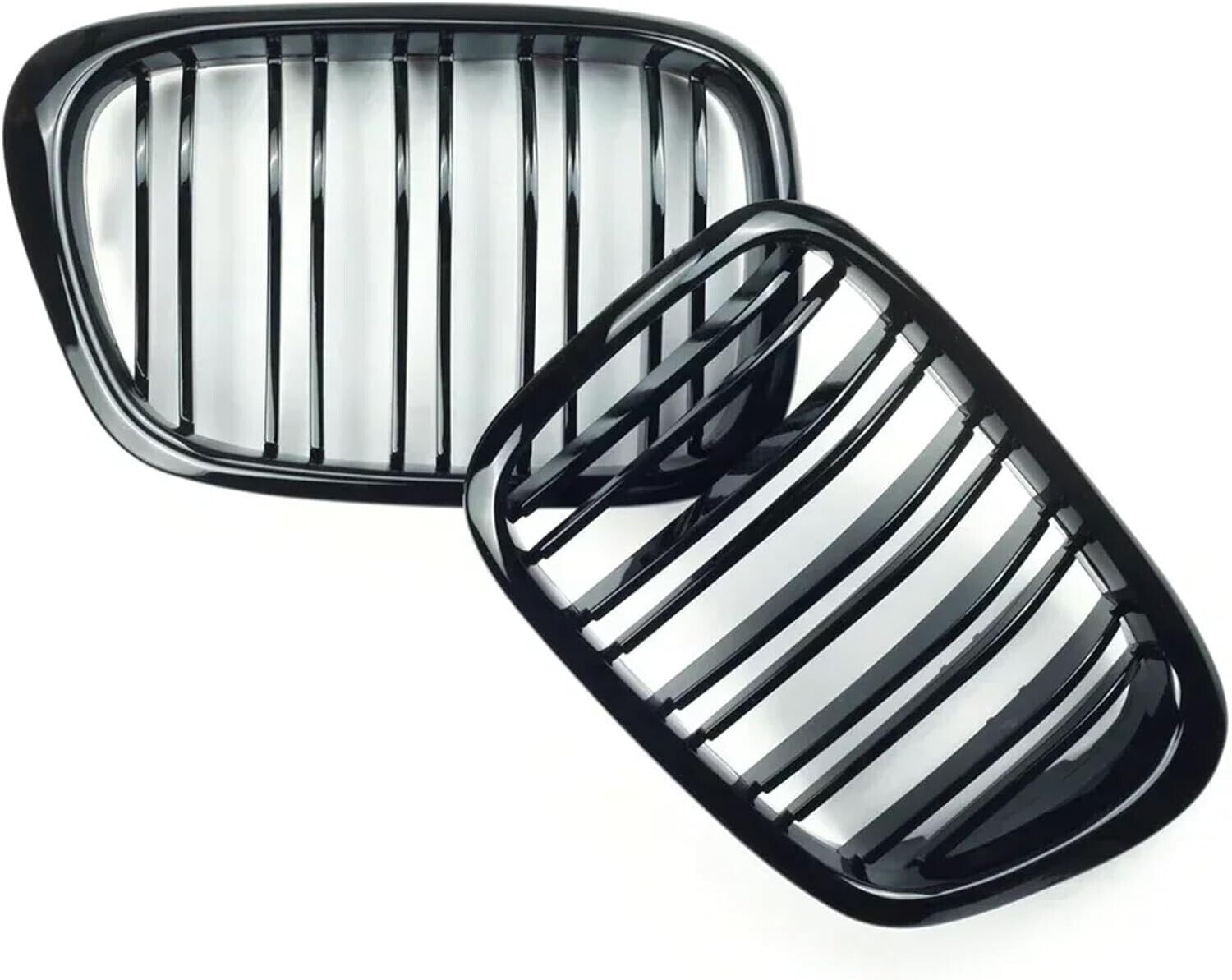 GLOSS BLACK TWIN SLATS FRONT KIDNEY GRILLE GRILL FOR BMW 5 SERIES E39 1995-2002