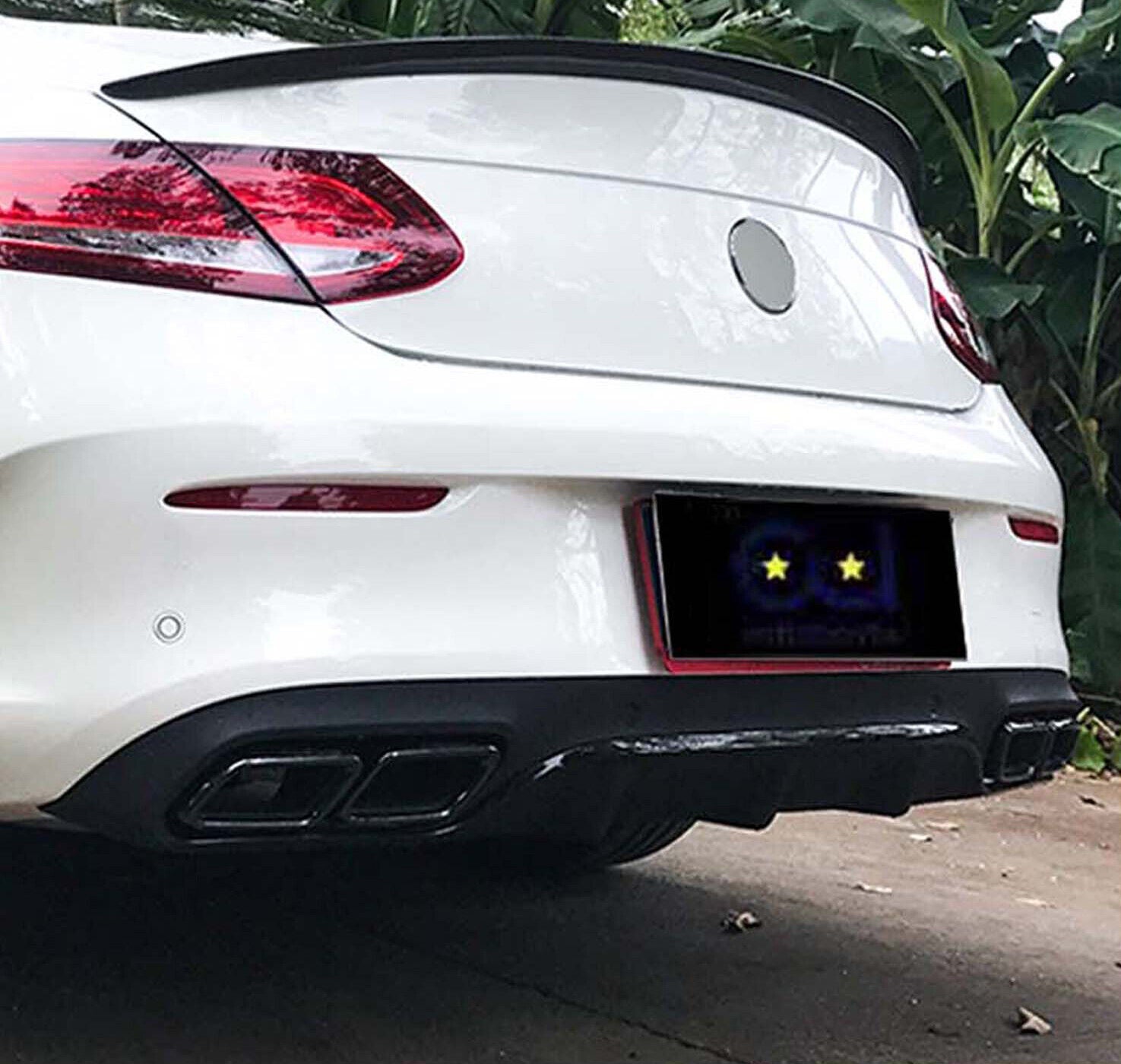 FOR MERCEDES C CLASS C205 COUPE AMG C63 LOOK REAR DIFFUSER WITH TAILPIPE BLACK
