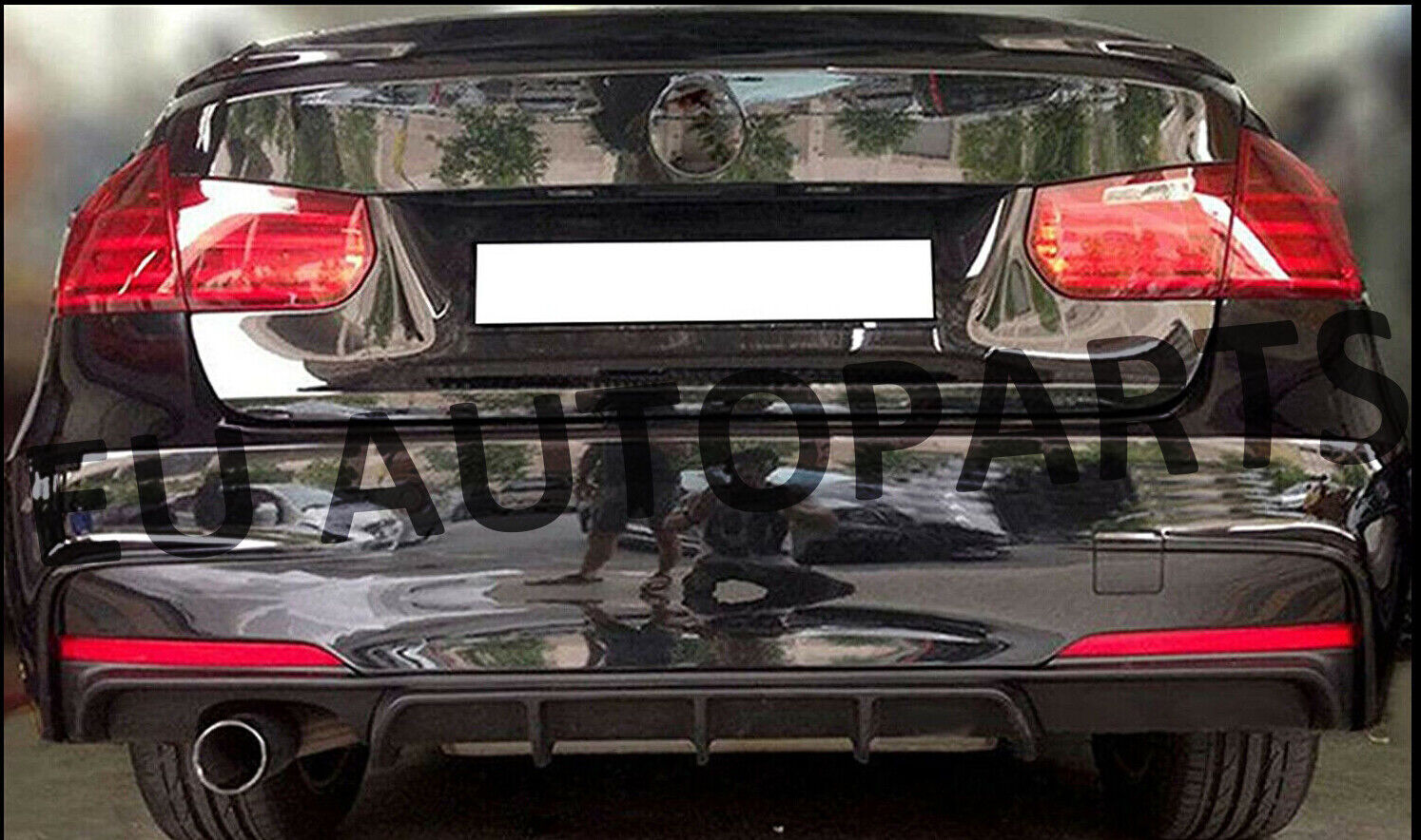 REAR DIFFUSER SINGLE EXHAUST FOR BMW 3 SERIES F30 F31 MP STYLE GLOSS BLACK