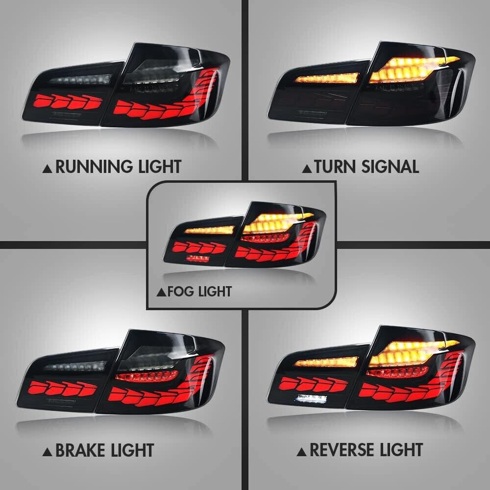 OLED SEQUENTIAL TAIL LIGHTS REAR LAMPS FOR 2009-2016 BMW 5 SERIES F10 F18 SMOKED