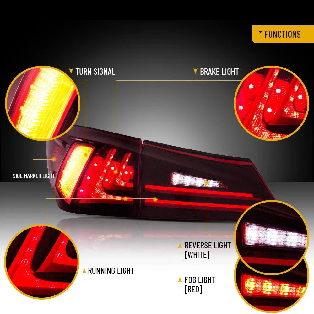 SEQUENTIAL REAR LED TAIL LIGHTS LAMPS LAMP FOR LEXUS ISF IS250 IS350 2006-2013
