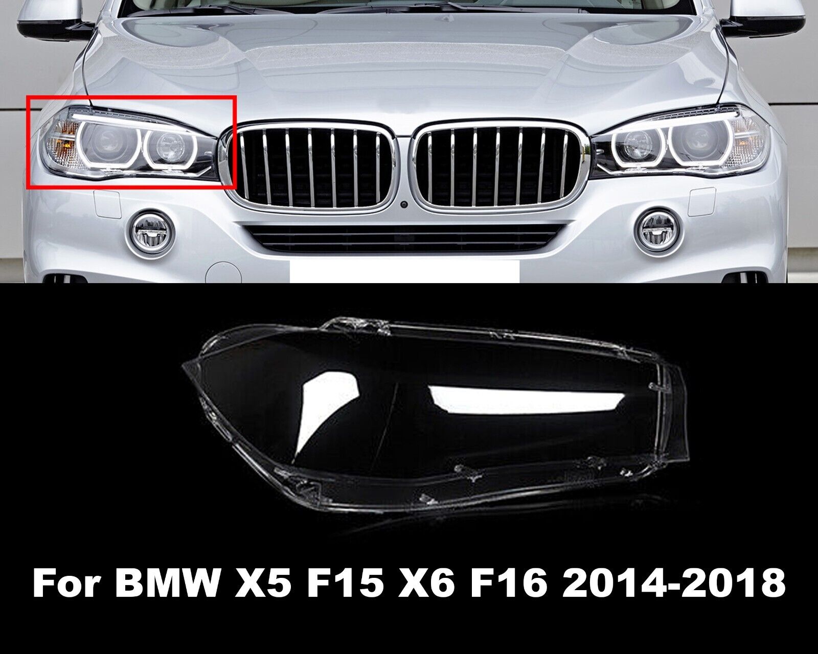 FOR BMW X5 X6 F15 F16 14-17 HEADLAMP HEADLIGHT LENS COVER RIGHT SIDE T+MANUAL
