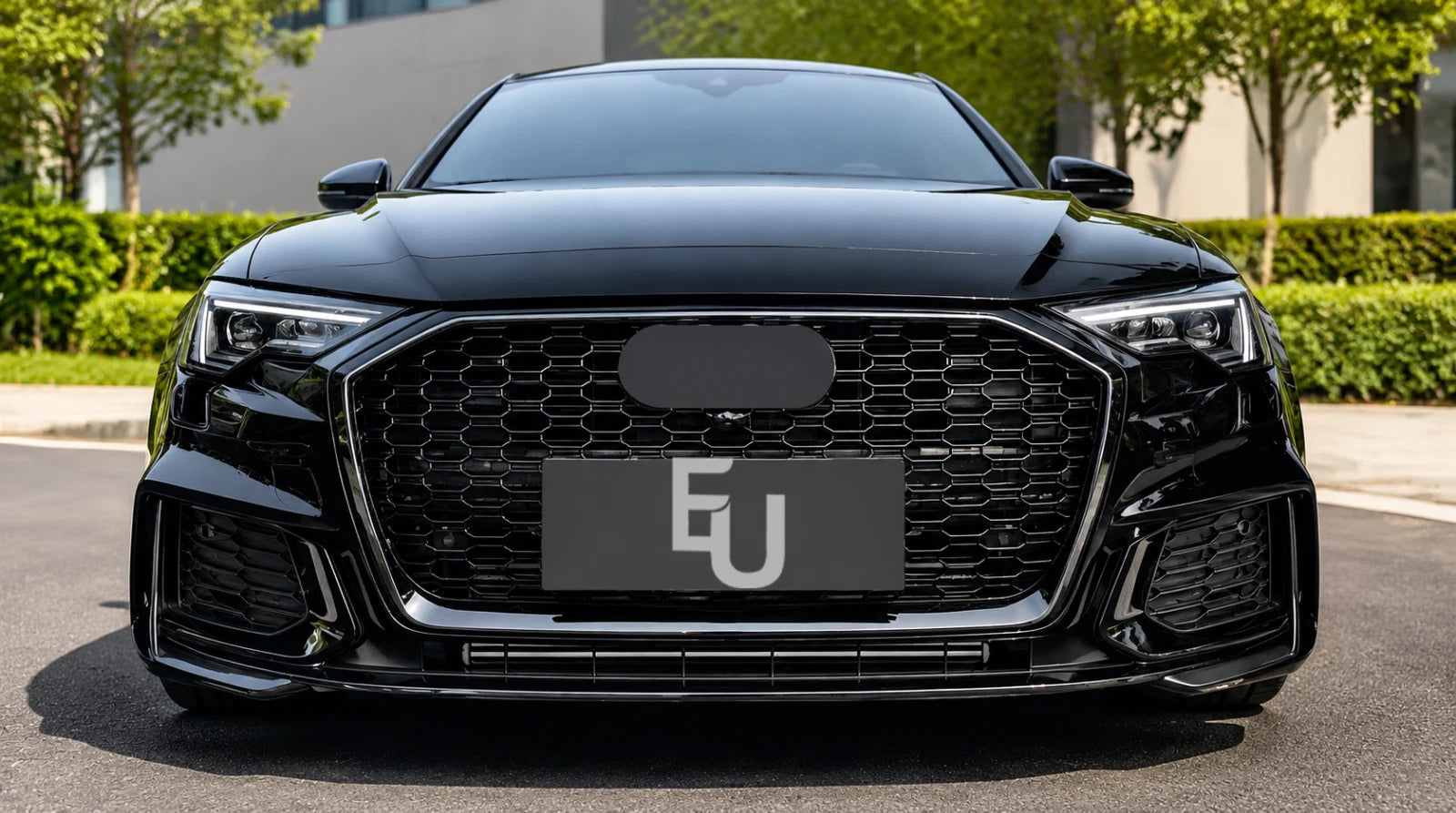 RS6 LOOK FRONT HONEYCOMB GRILLE GRILL FOR AUDI A6 AVANT S6 C8 GLOSS BLACK 18-25
