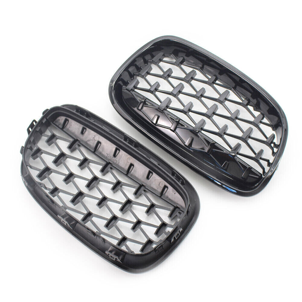 FOR BMW 1 SERIES F20 F21 GLOSS BLACK FRONT KIDNEY DIAMOND GRILL GRILLE 11-14
