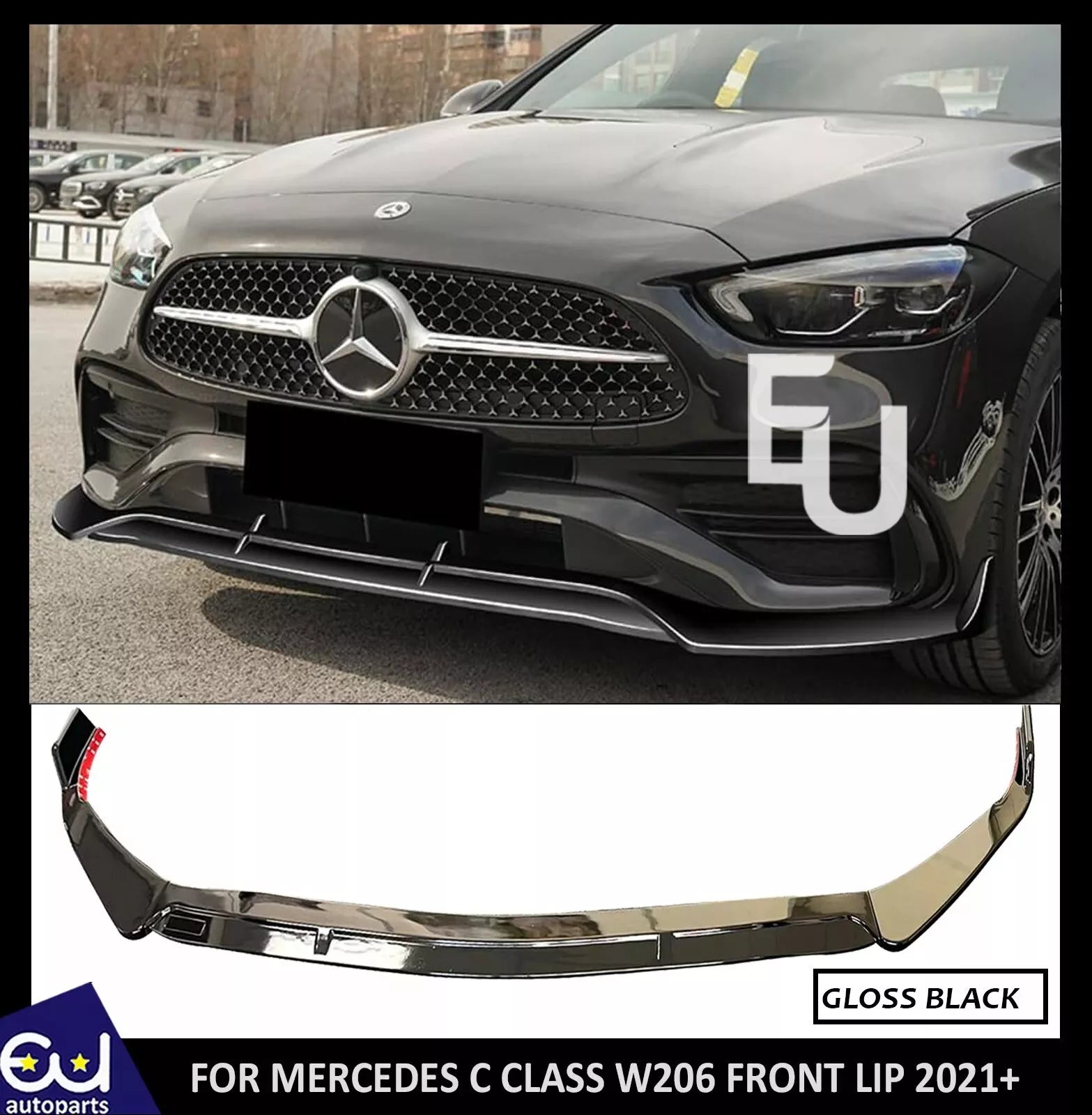 FOR MERCEDES C CLASS W206 BBS STYLE FRONT LIP SPLITTER SPOILER BODYKIT AMG 2021+