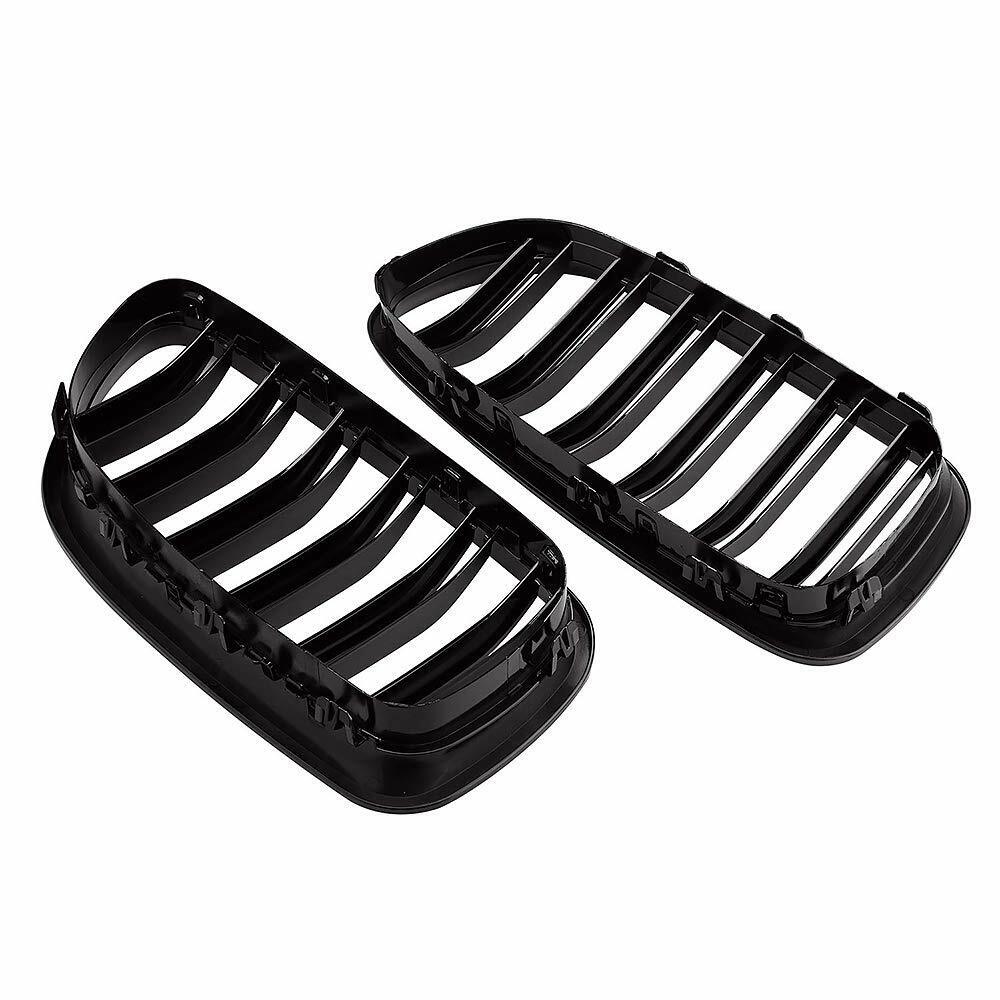 FOR BMW 5 SERIES F10 F11 M5 KIDNEY GRILLE GRILL GLOSS BLACK TWIN DUAL SLAT 10-16