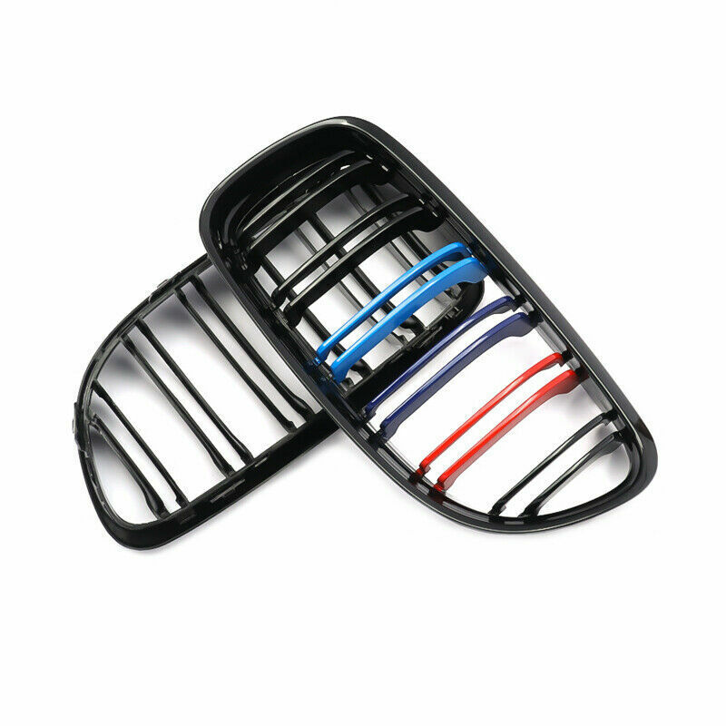 M COLOR BLACK TWIN BAR KIDNEY GRILLE GRILL FOR BMW 3 SERIES E90 E91 LCI 08-2011