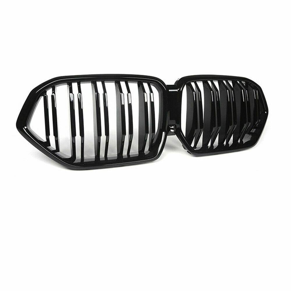DOUBLE SLAT GLOSS BLACK KIDNEY FRONT GRILL GRILLE FOR BMW X6 G06 20+ CAMERA HOLE