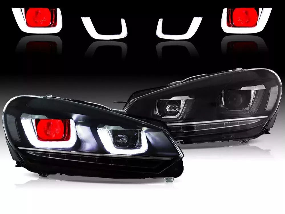 RED DEMON EYES HEADLIGHTS LAMP W/SEQUENTIAL FOR VW GOLF VI 6 MK6 /GTI 2008-2013