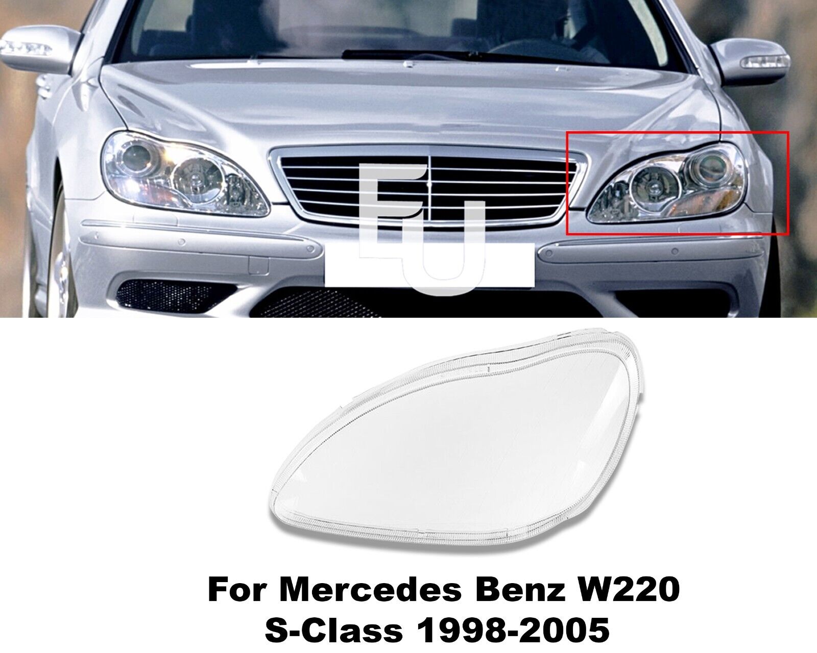 LEFT HEADLIGHT LENS COVER REPLACEMENT FOR MERCEDES BENZ W220 S-CLASS 1998-2005
