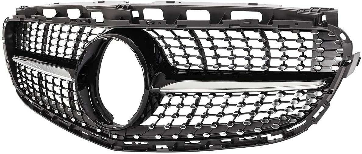 GLOSS BLACK CHROME DIAMOND GRILL GRILLE FOR MERCEDES E CLASS W212 2013-2016 AMG