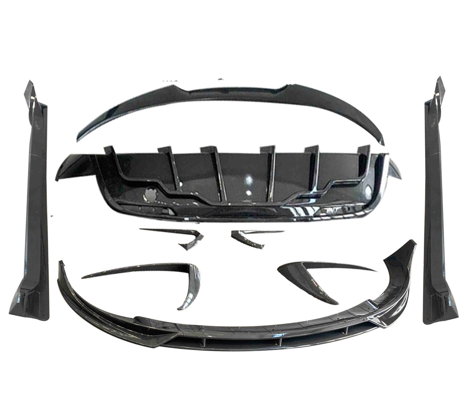 FOR TESLA MODEL Y BODYKIT BODY KIT FRONT LIP SPLITTER DIFFUSER SKIRT CARBON LOOK