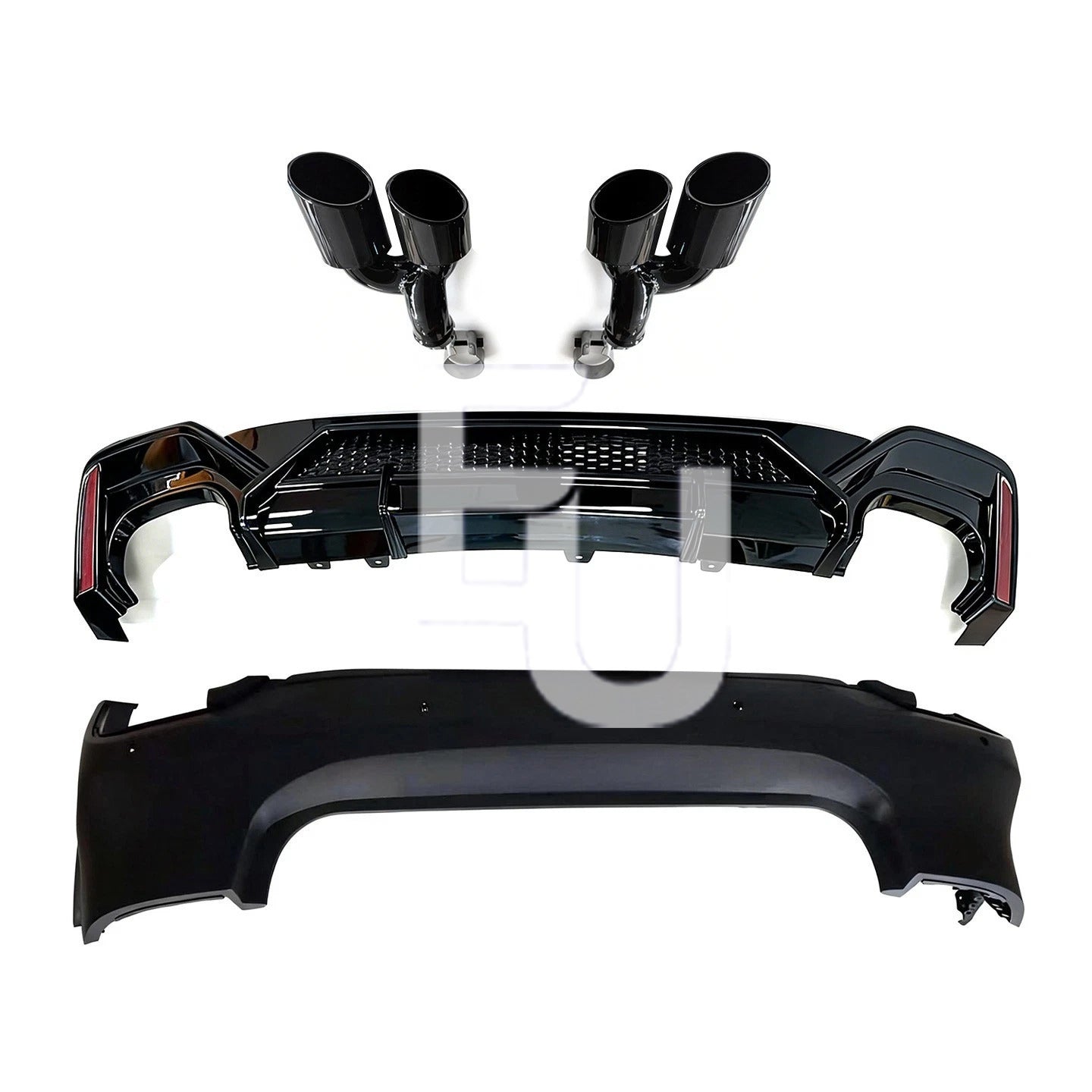 RS7 ABT STYLE REAR BUMPER DIFFUSER TAILPIPES BODYKIT FOR AUDI A7 S7 C8 MK2 2018+