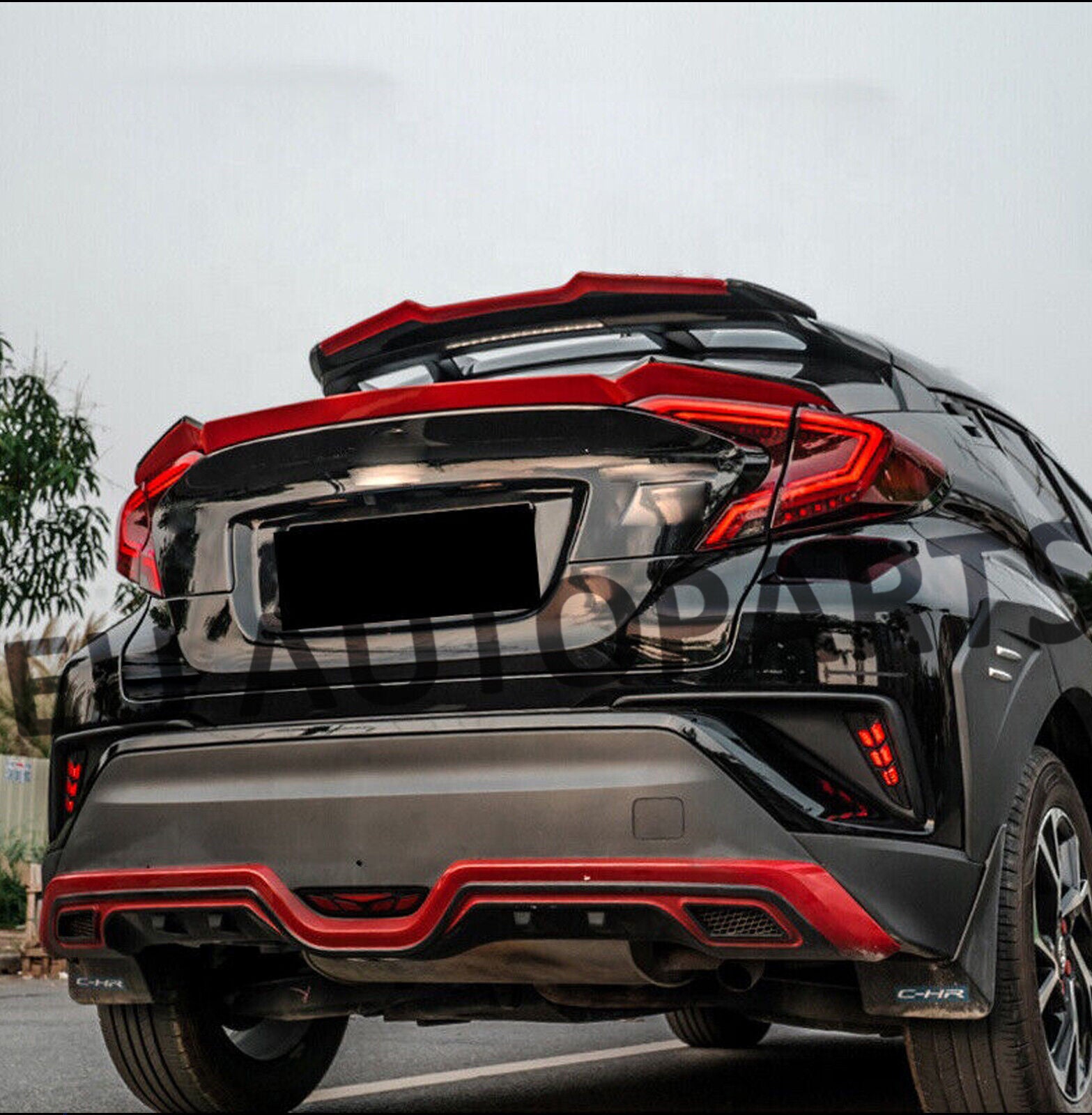 REAR ROOF BOOT SPOILER TRUNK WING TRIM FOR TOYOTA C-HR CHR 16-22 GLOSS BLACK