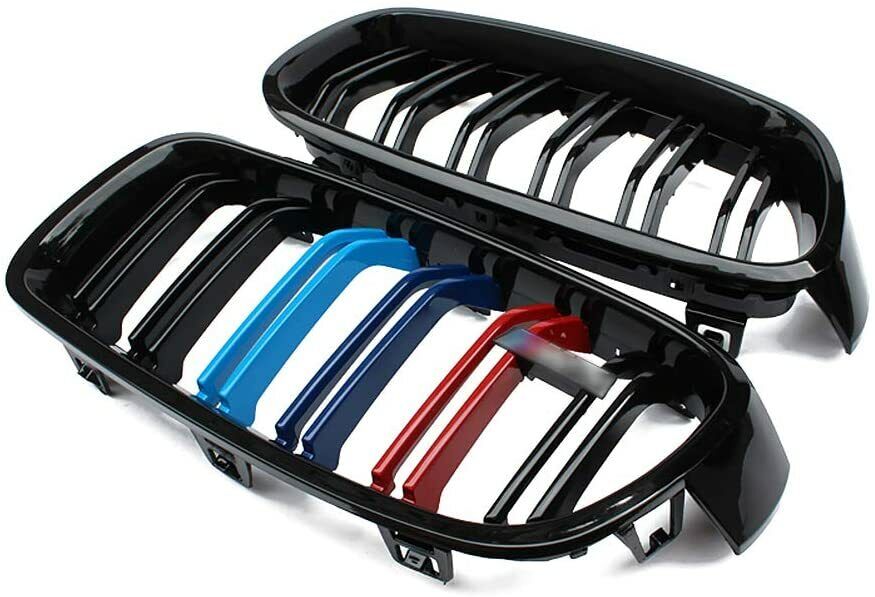 FOR BMW 3 SERIES F30 F31 12-18 KIDNEY TWIN GRILL GRILLE M COLOR GLOSS DUAL LINE