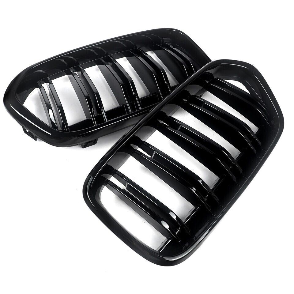 FOR BMW X2 SERIES F39 DOUBLE FRONT KIDNEY GRILLE GRILL GLOSS BLACK 2017-23