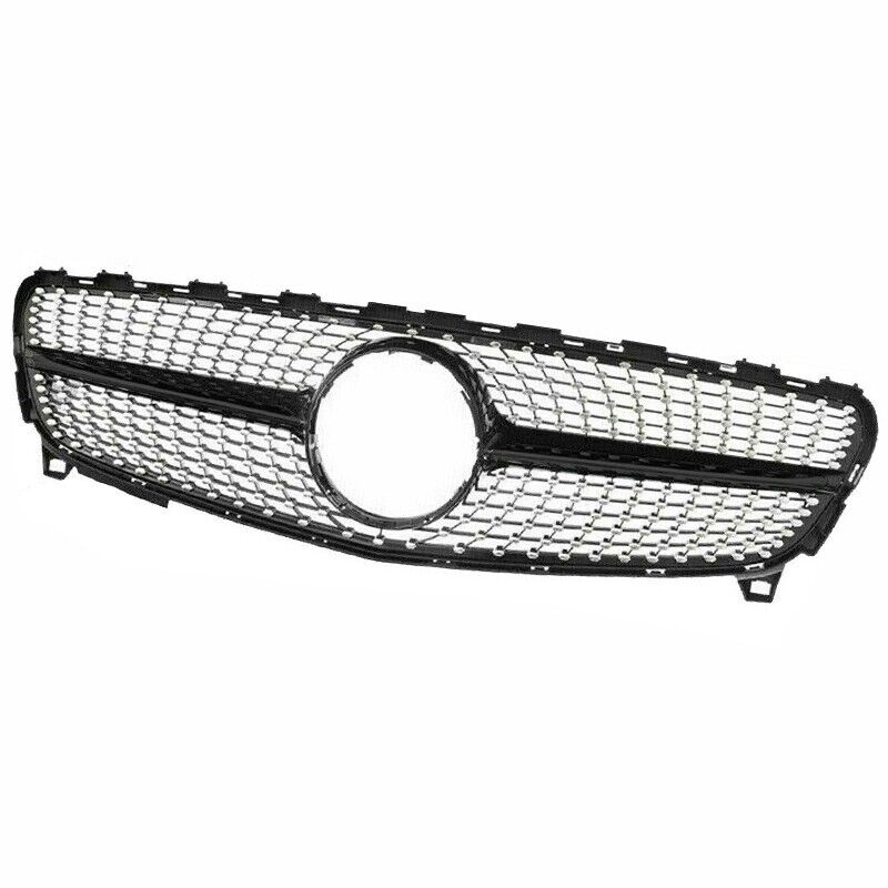 FOR MERCEDES A CLASS W176 LCI GLOSS BLACK CHROME GRILL GRILLE DIAMOND LOOK 16-18